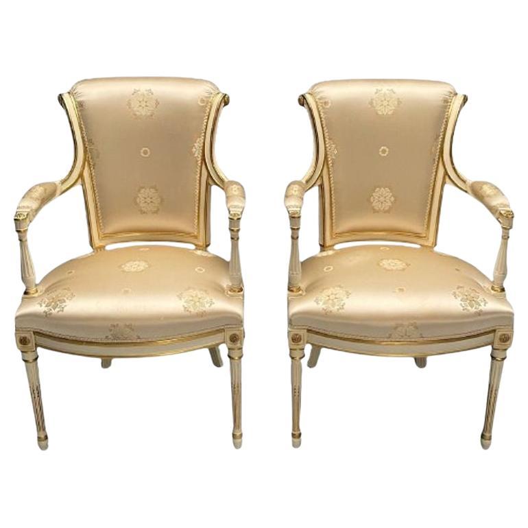 Maison Jansen Attr., Louis XVI Style, Hollywood Regency, Fauteuils, Scalamandre