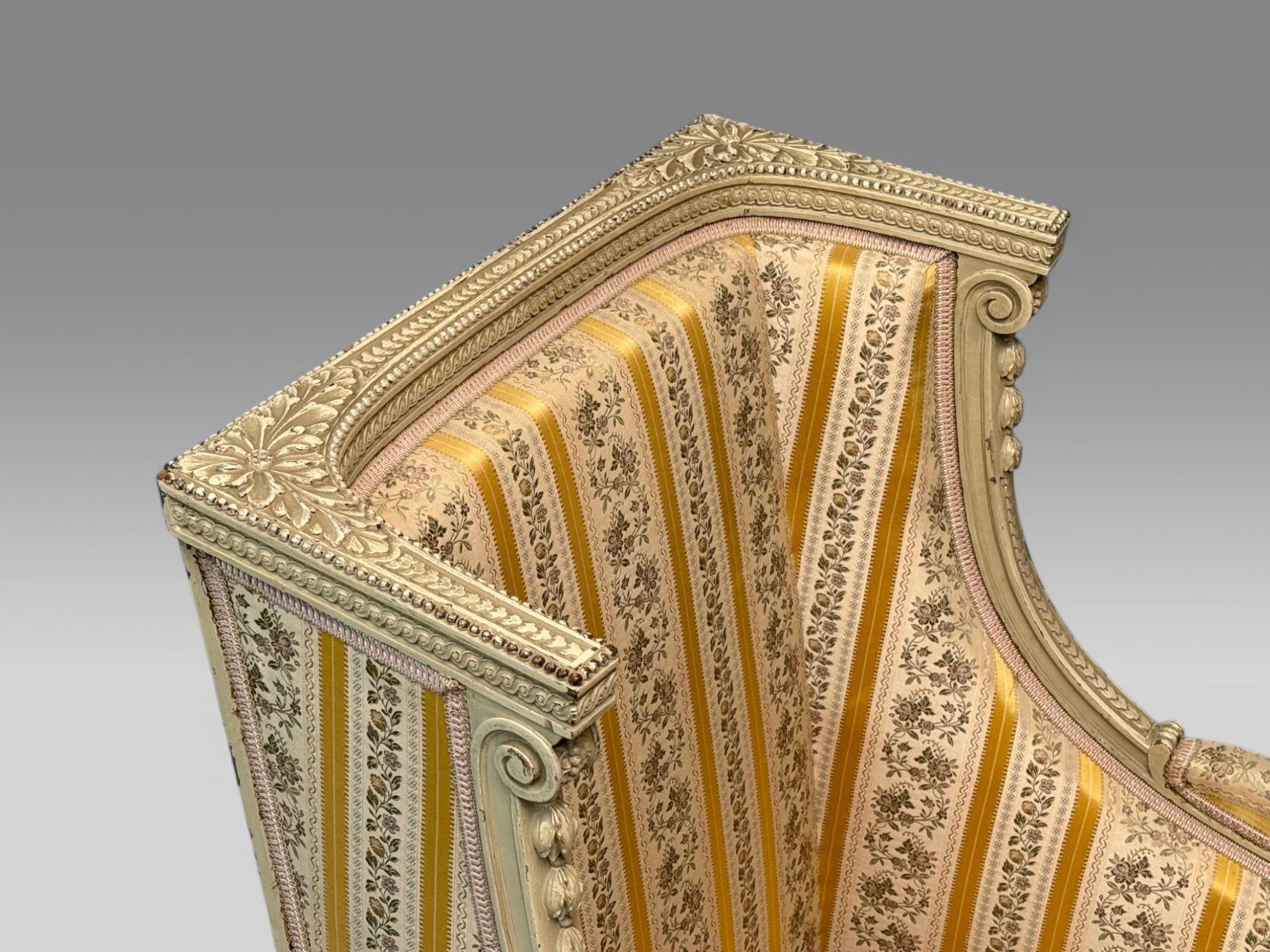 Maison Jansen attr, Louis XVI Style, Painted Wood, Lounge Chairs, France, 1920s For Sale 4