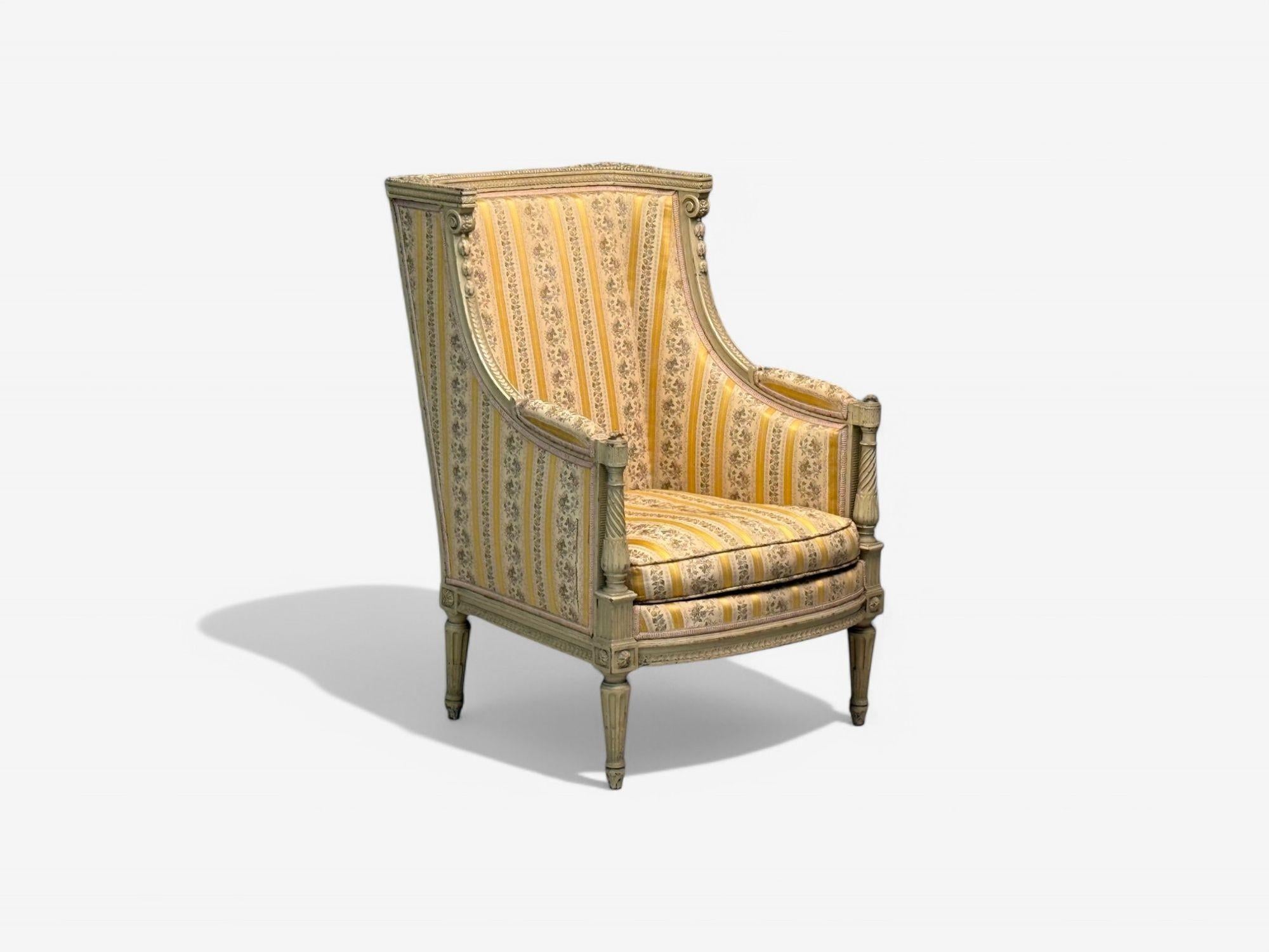 Early 20th Century Maison Jansen attr, Louis XVI Style, Painted Wood, Lounge Chairs, France, 1920s For Sale