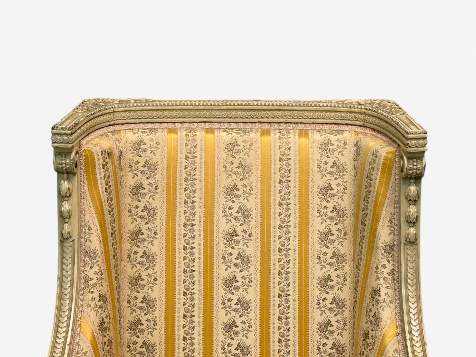 Maison Jansen attr, Louis XVI Style, Painted Wood, Lounge Chairs, France, 1920s For Sale 1