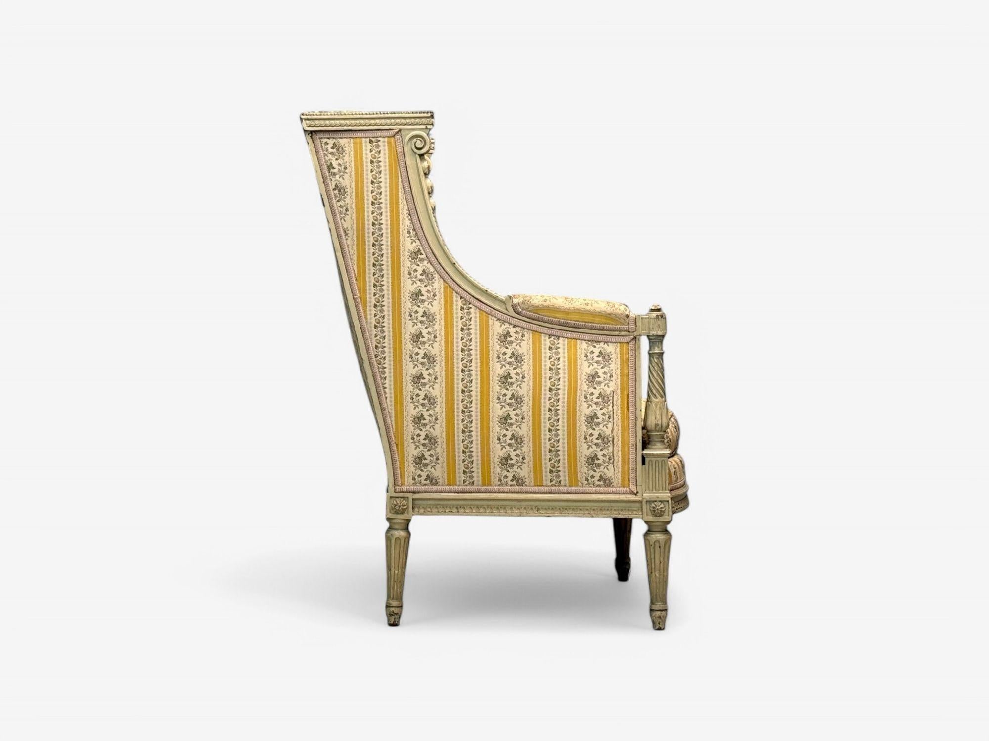 Maison Jansen attr, Louis XVI Style, Painted Wood, Lounge Chairs, France, 1920s For Sale 2