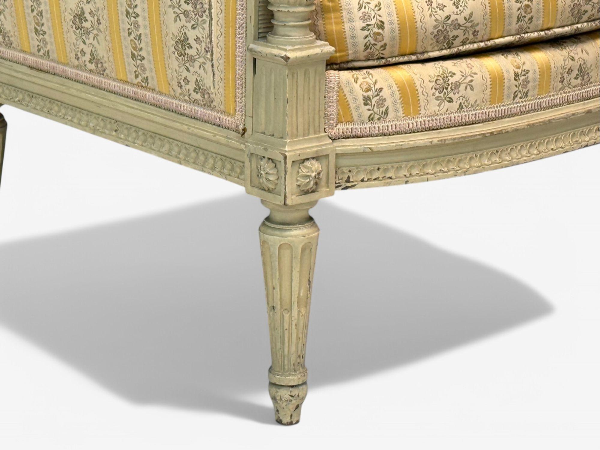 Maison Jansen attr, Louis XVI Style, Painted Wood, Lounge Chairs, France, 1920s For Sale 3