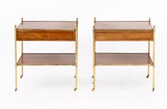Maison Jansen Attr. Mahogany & Brass End Tables, 2