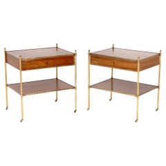 Maison Jansen Attr. Mahogany & Brass End Tables, 2