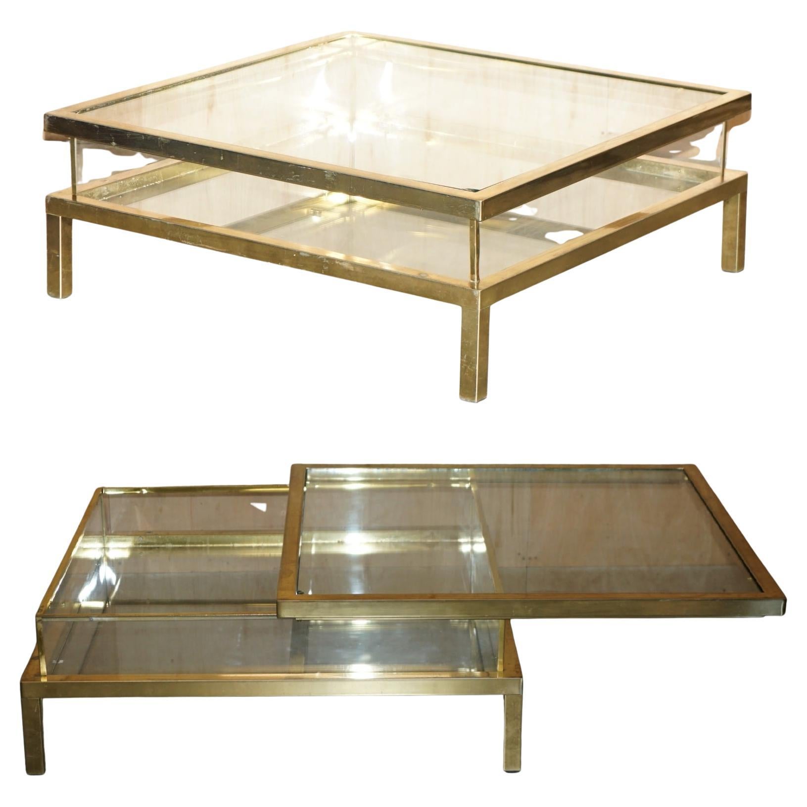 MAISON JANSEN ATTR CENTURY MODERN SHOWCASE DISPLAY BRASS GLASS COFFEE TABLE