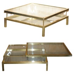MAISON JANSEN ATTR MiD CENTURY MODERN SHOWCASE DISPLAY BRASS GLASS COFFEE TABLE
