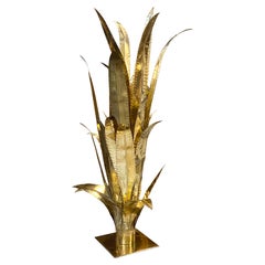 Vintage Maison Jansen Attrib. Brass Agave Floor Lamp, 1970s