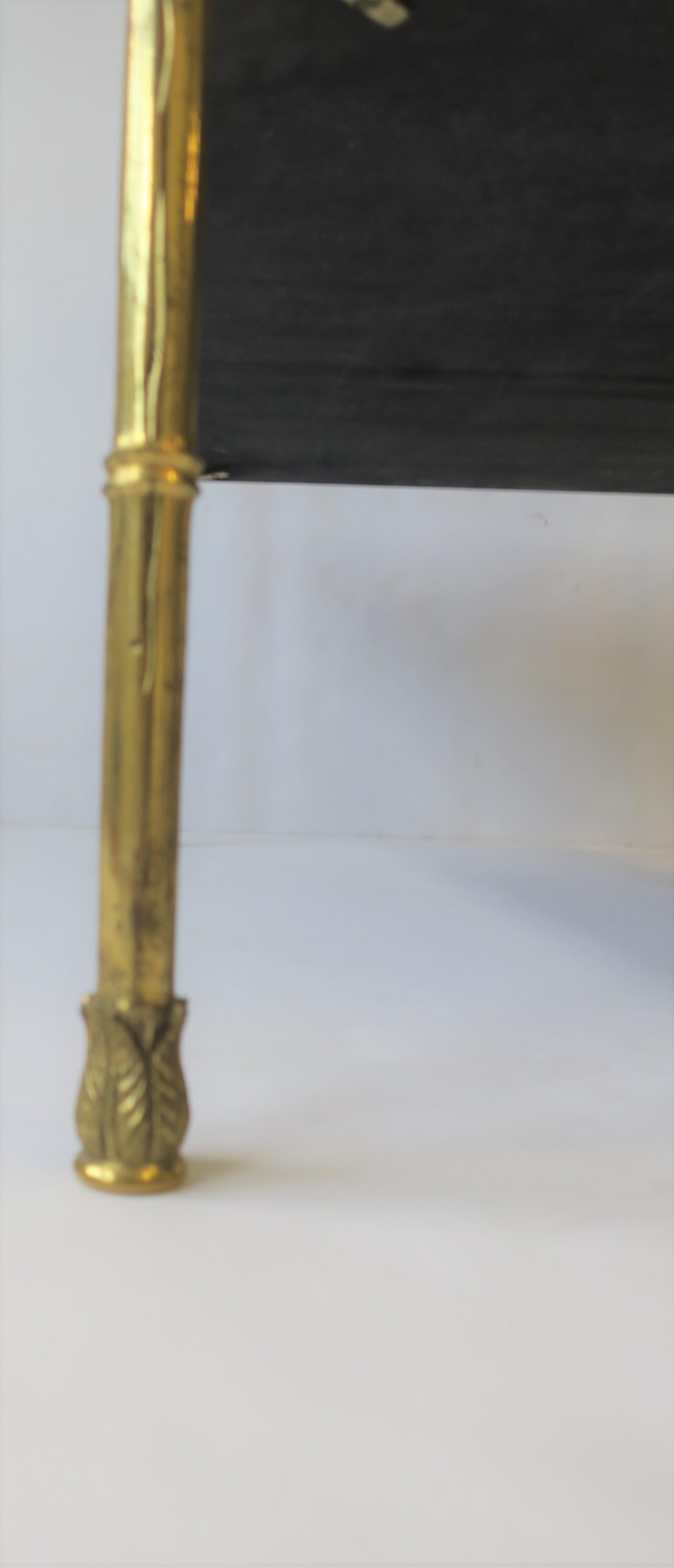 Maison Jansen Attributed Brass and Black Leather Two-Tier End Table from Spain 4