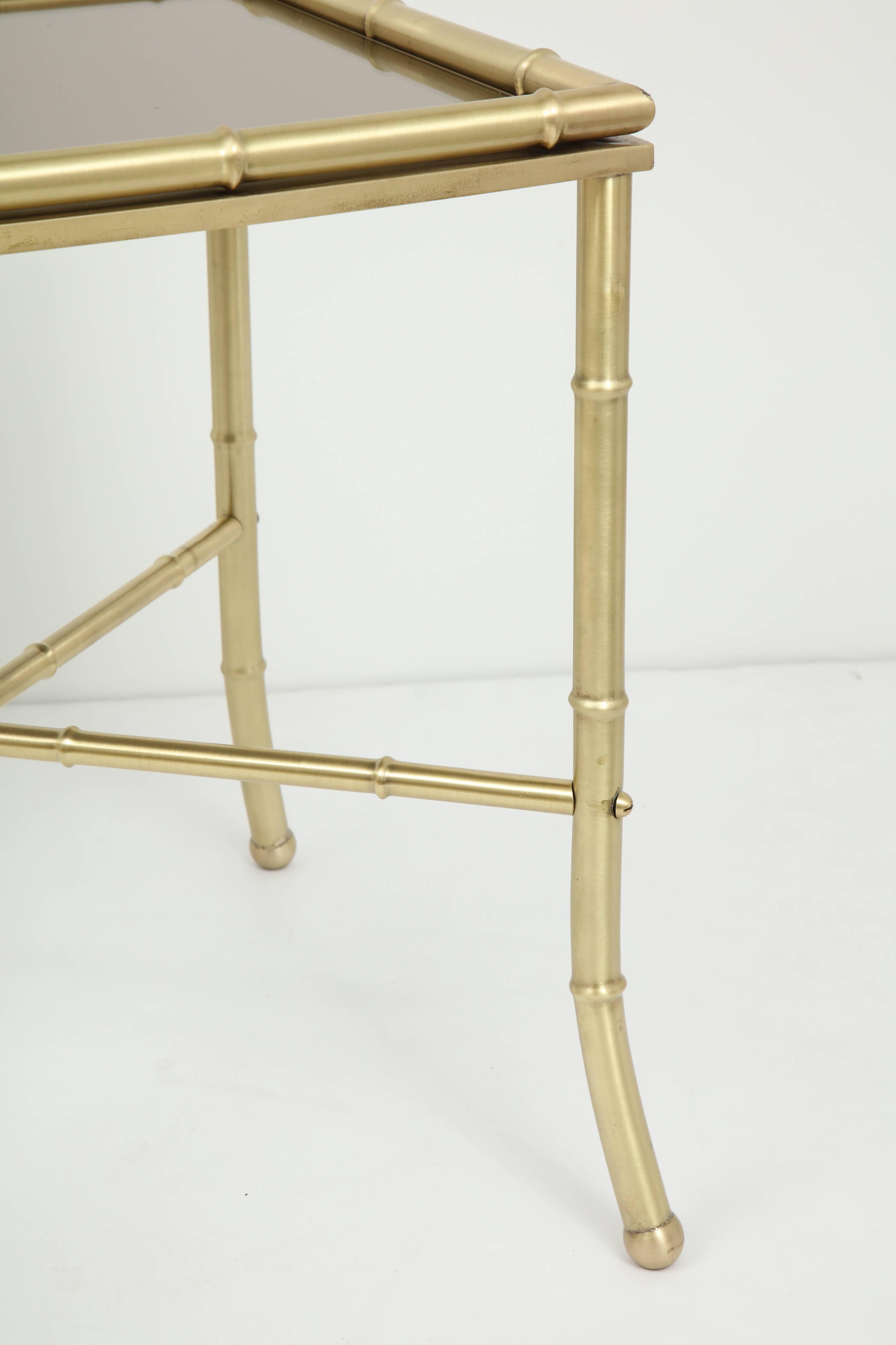 Mid-Century Modern Maison Jansen Attributed Brass Side Tables