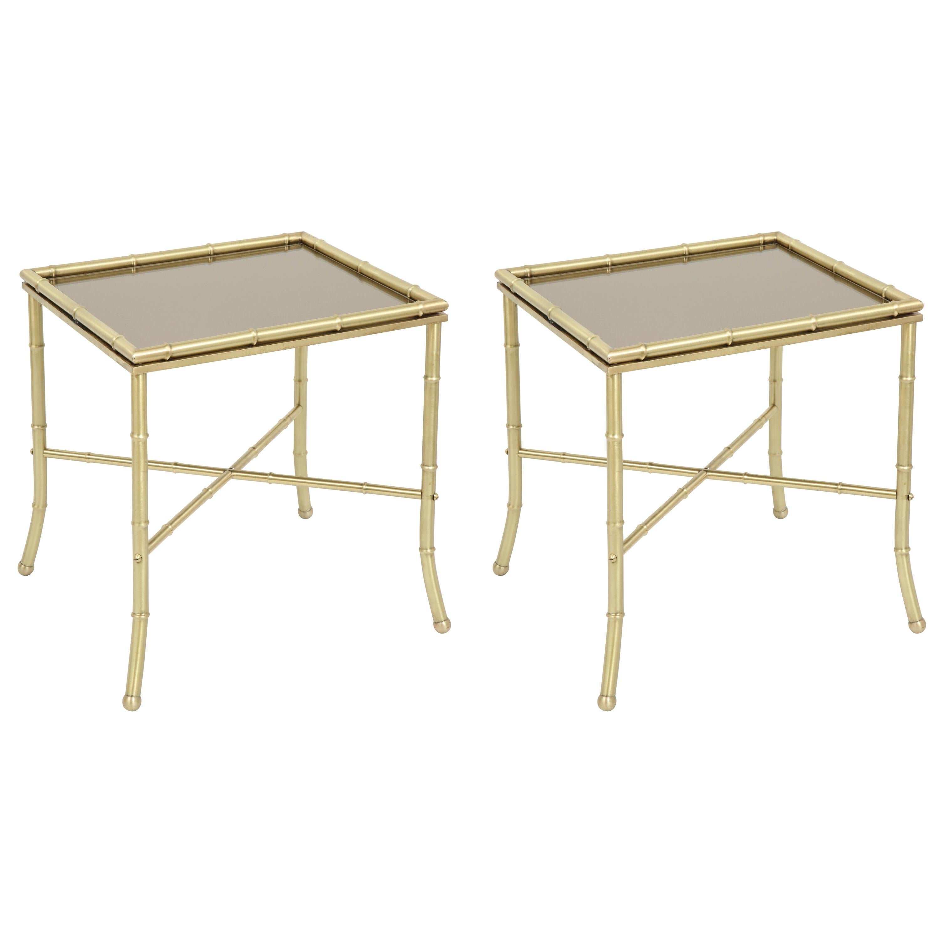 Maison Jansen Attributed Brass Side Tables