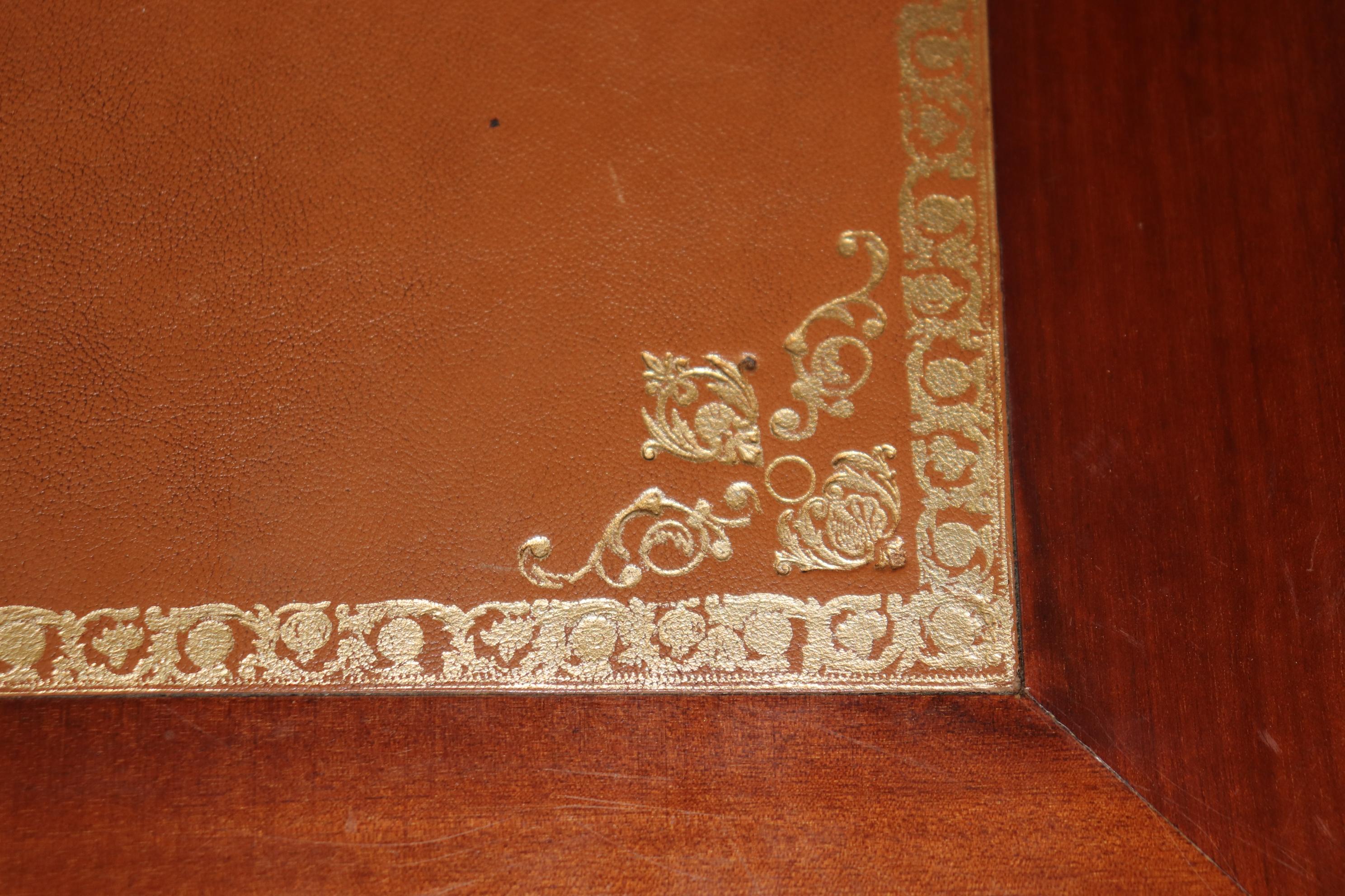 Maison Jansen Attributed Bronze Mahogany and Leather Top Game Table For Sale 6