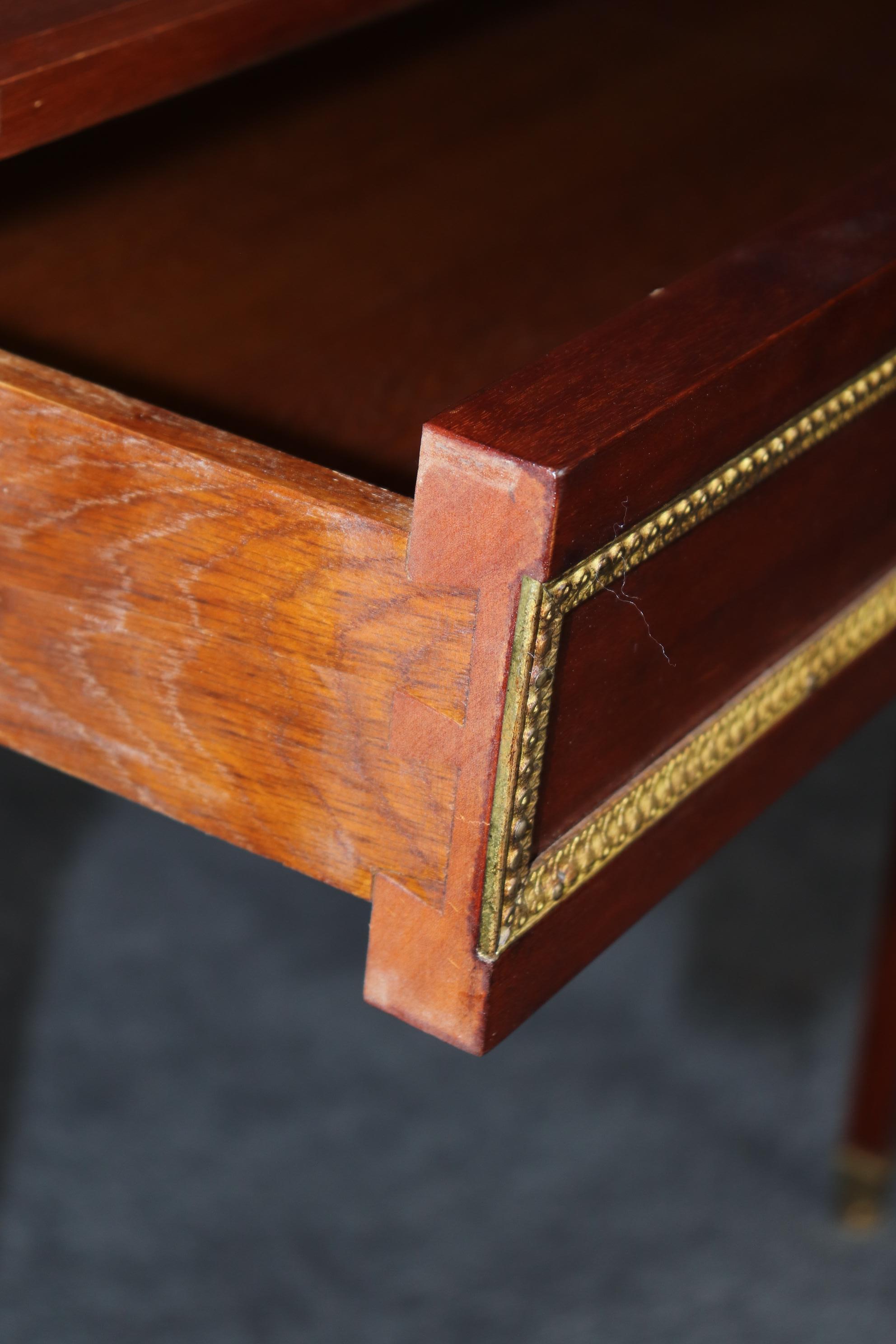 French Maison Jansen Attributed Bronze Mahogany and Leather Top Game Table For Sale