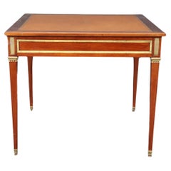 Maison Jansen Attributed Bronze Mahogany and Leather Top Game Table