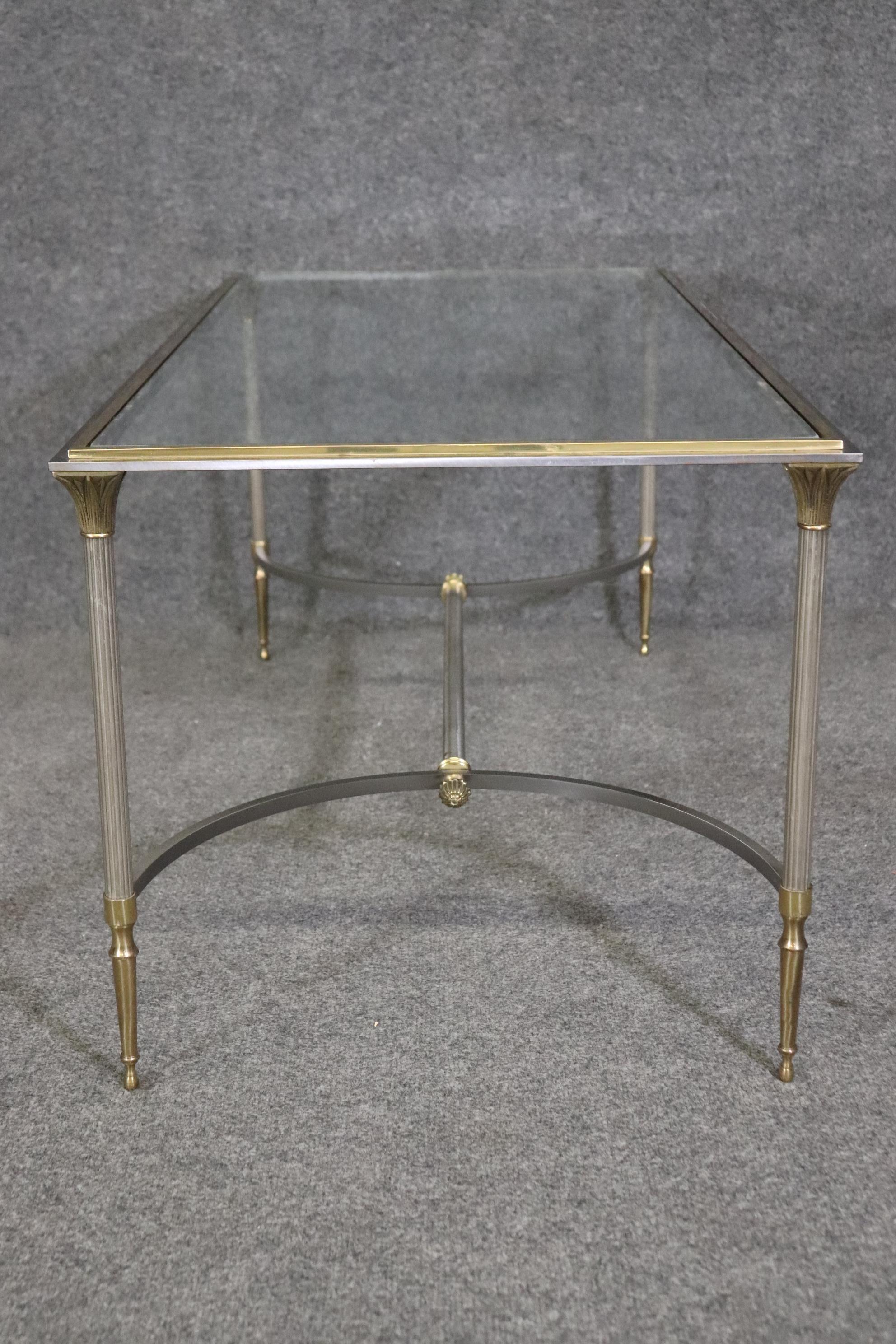 Hollywood Regency Maison Jansen Attributed Directoire Style Glass Top Coffee Table