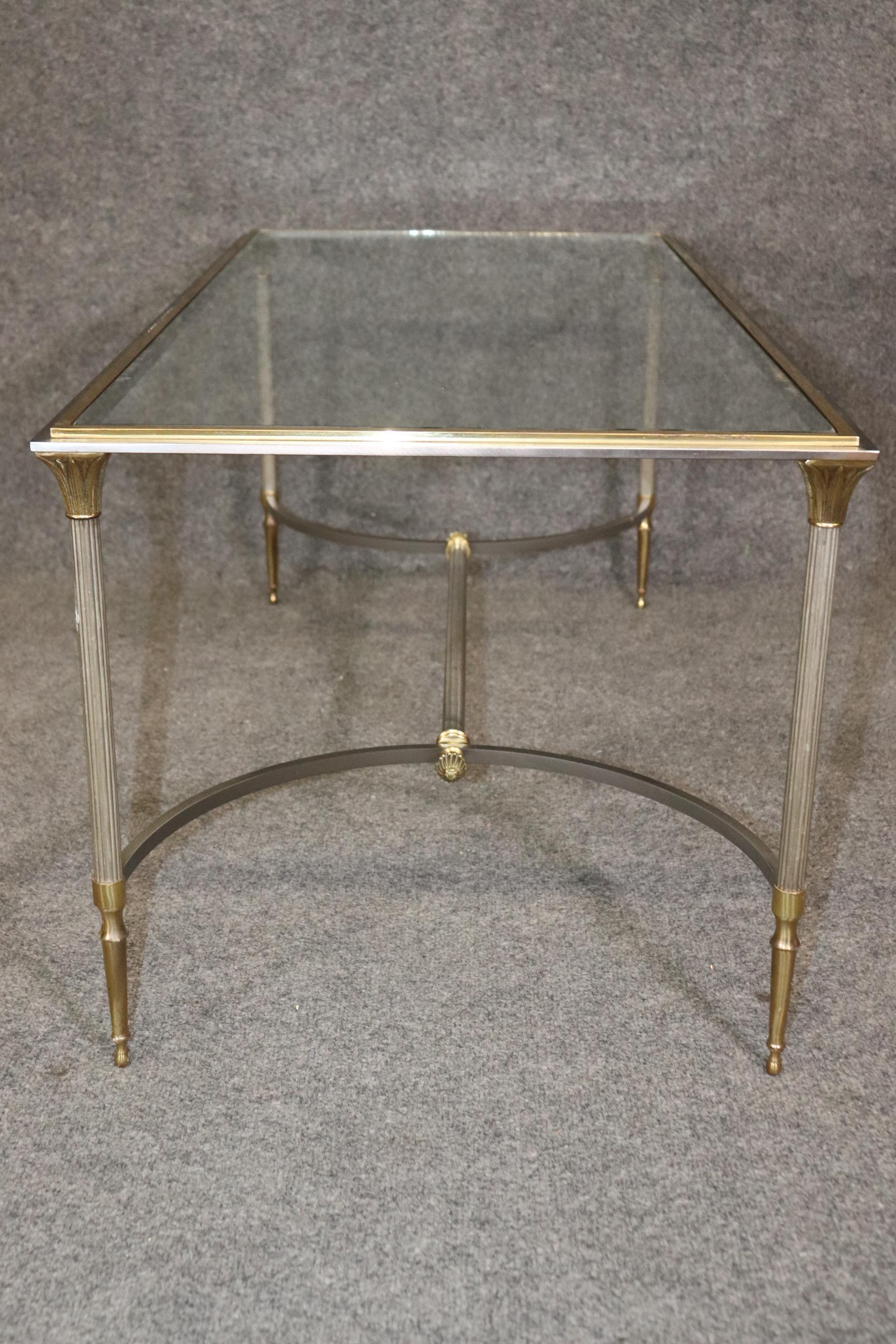 Metalwork Maison Jansen Attributed Directoire Style Glass Top Coffee Table