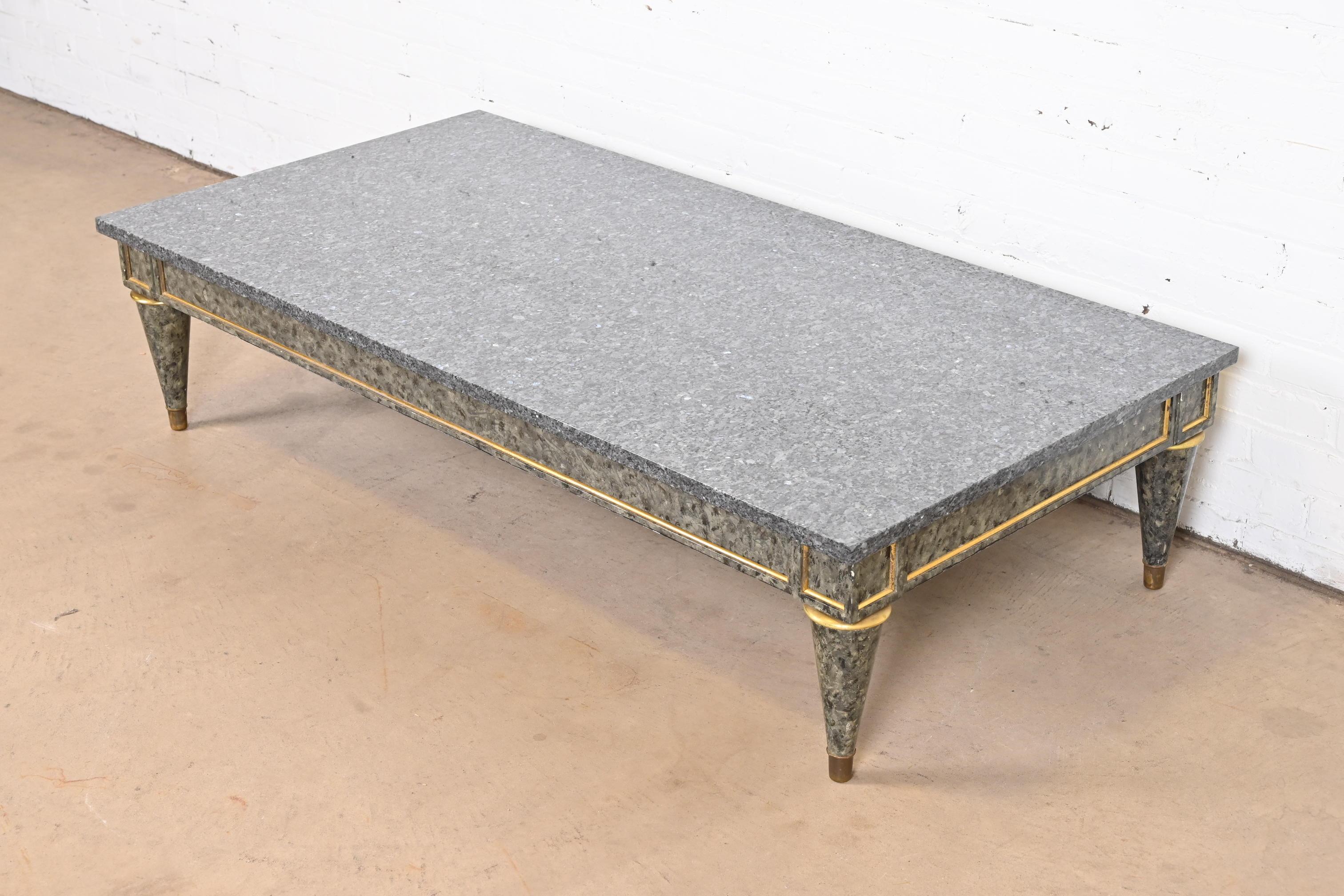 20th Century French Regency Louis XVI Style Granite Top Coffee Table For Sale