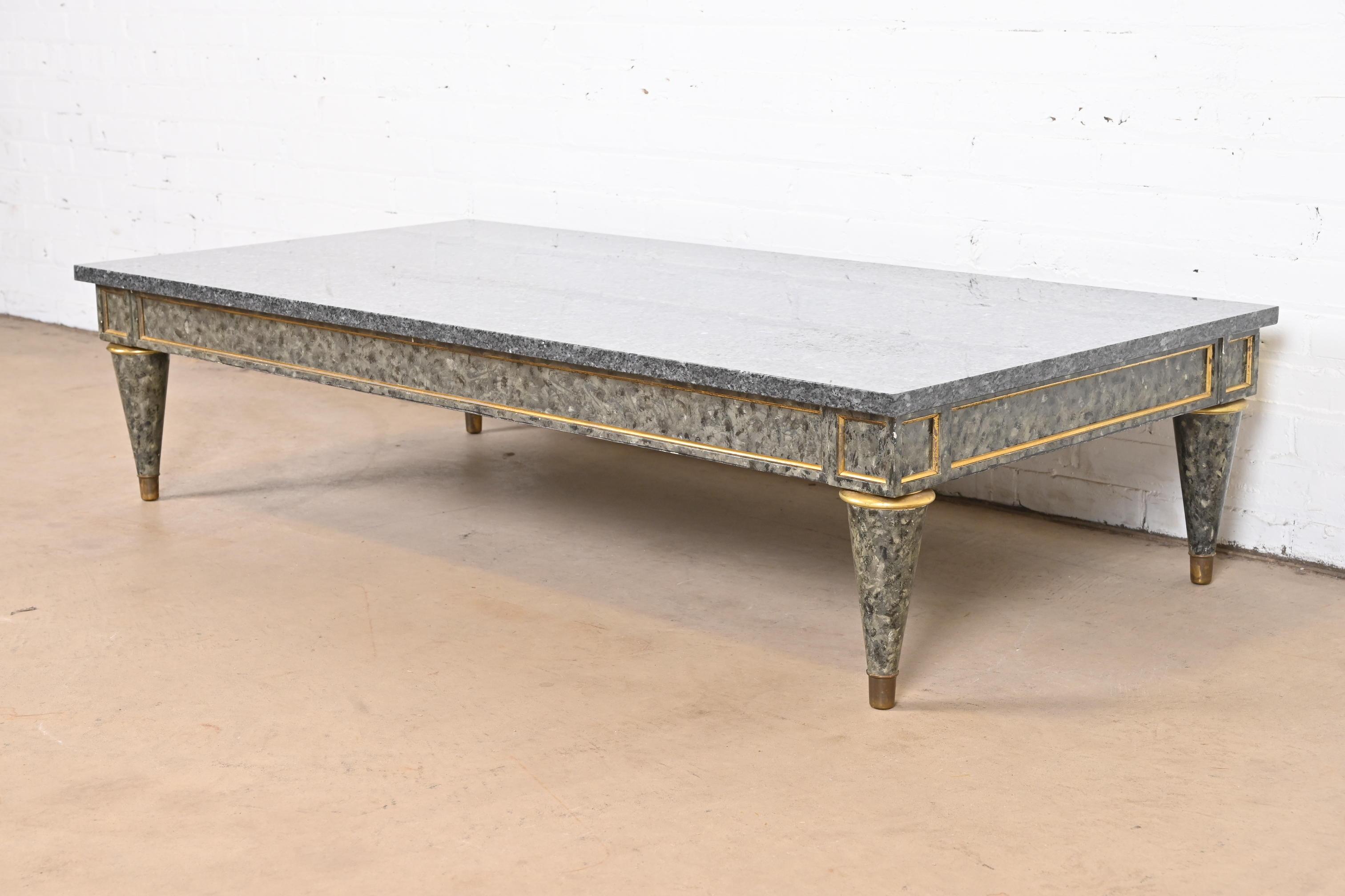 Maison Jansen Attributed French Regency Louis XVI Granite Top Coffee Table For Sale 1