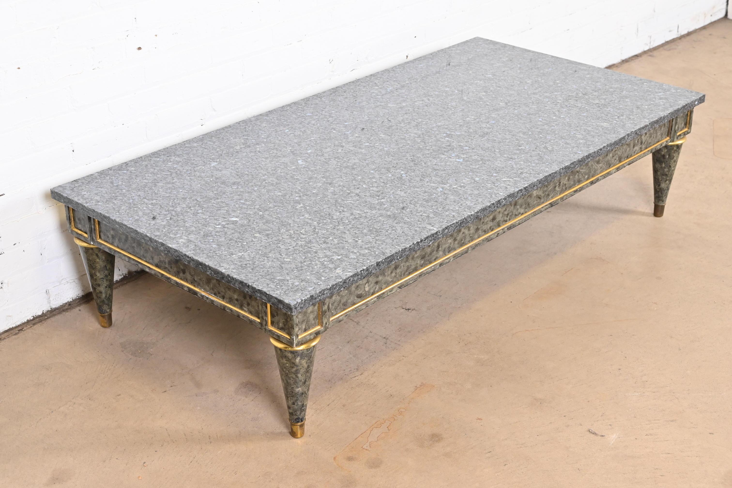 Maison Jansen Attributed French Regency Louis XVI Granite Top Coffee Table For Sale 2