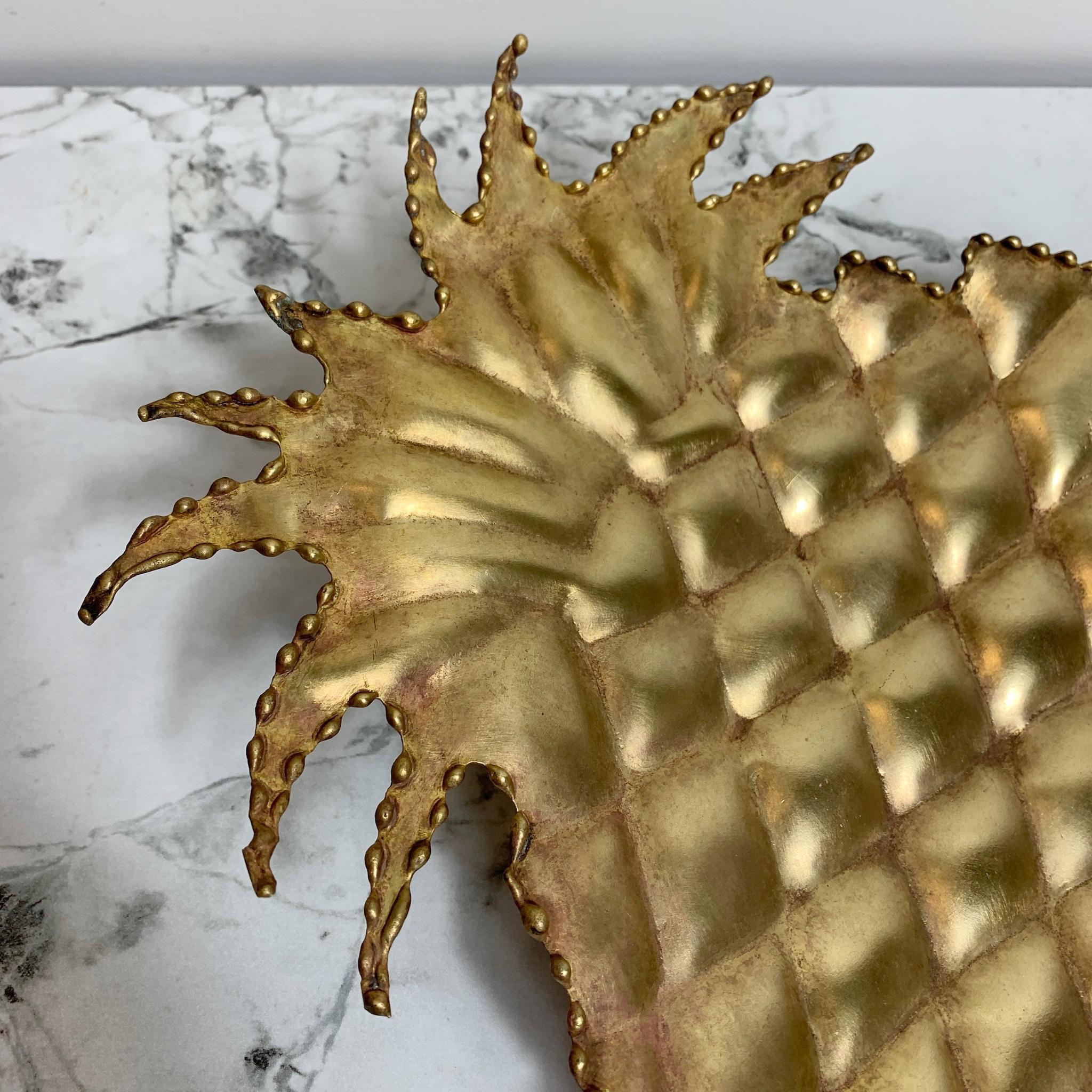 Mid-Century Modern Maison Jansen Attributed Gold Pineapple Dish, 1970s For Sale