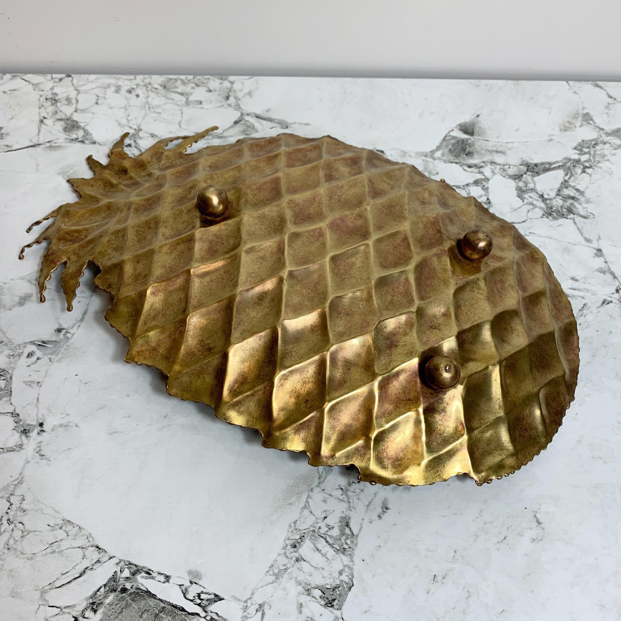 20th Century Maison Jansen Attributed Gold Pineapple Dish, 1970s For Sale