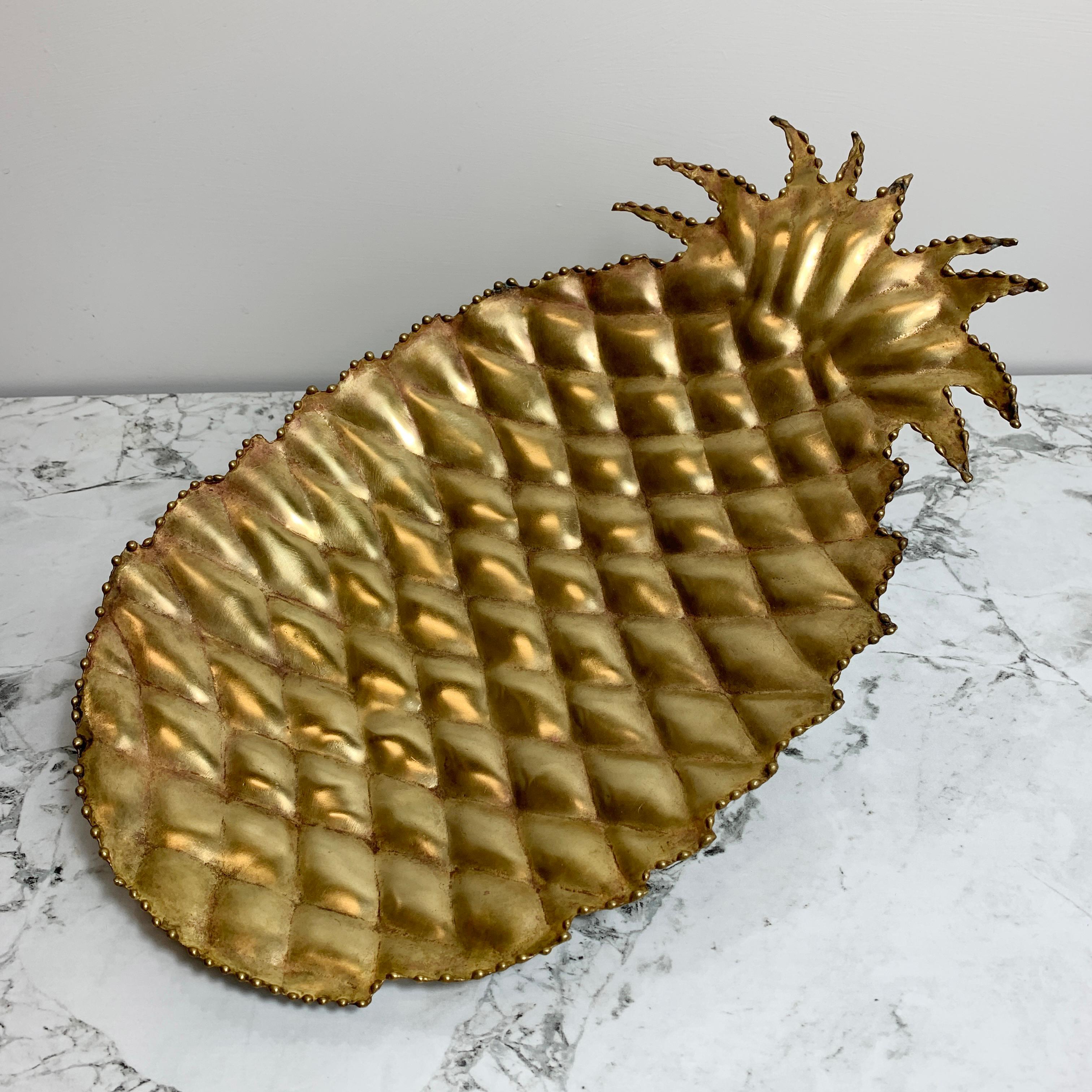 Brass Maison Jansen Attributed Gold Pineapple Dish, 1970s For Sale