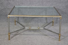 Maison Jansen Attributed Metal and Brass Glass top Coffee Table