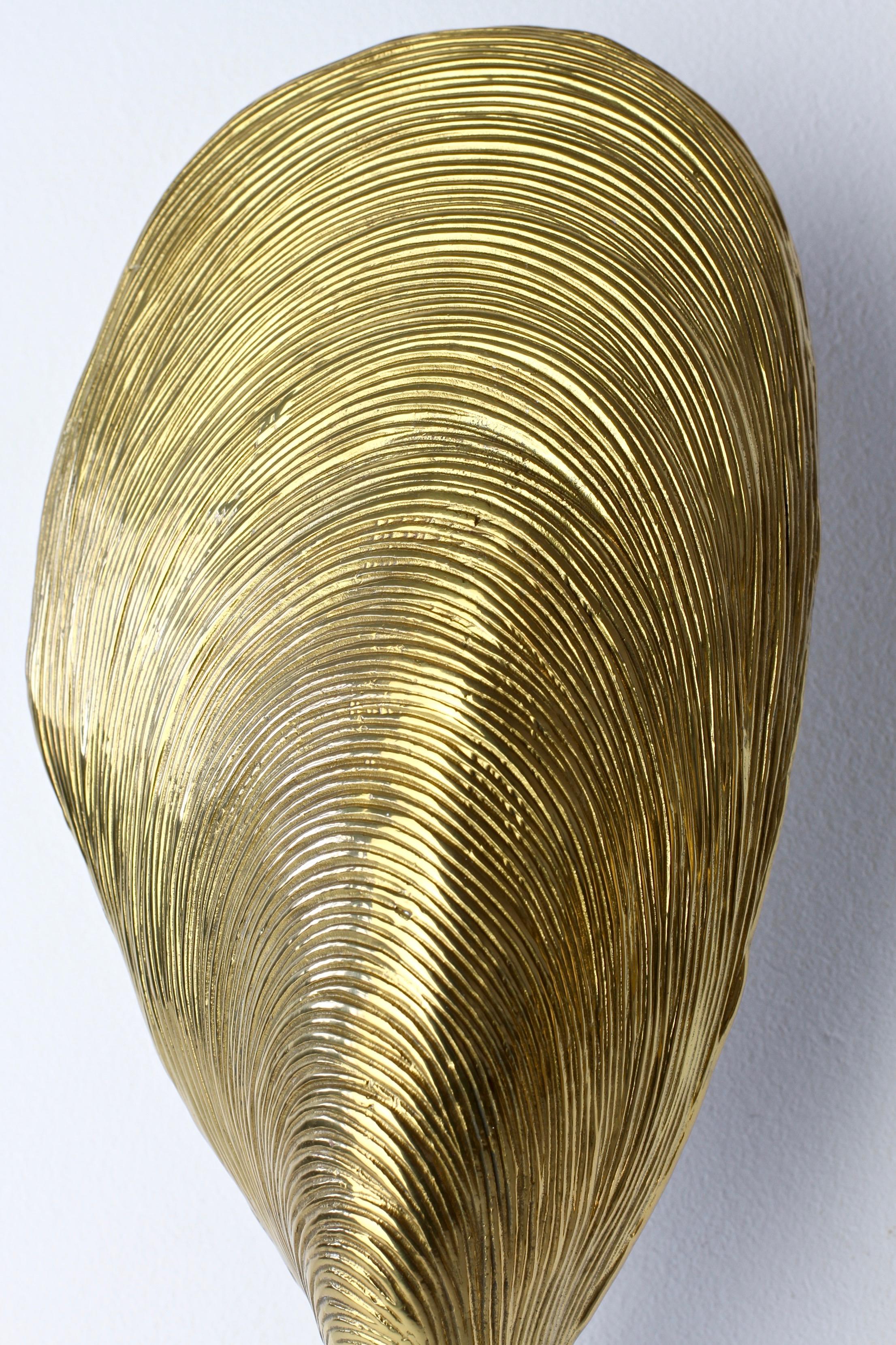 Maison Jansen Attributed Midcentury Bronze Mussel Shell Wall Lights/Sconces Pair 5