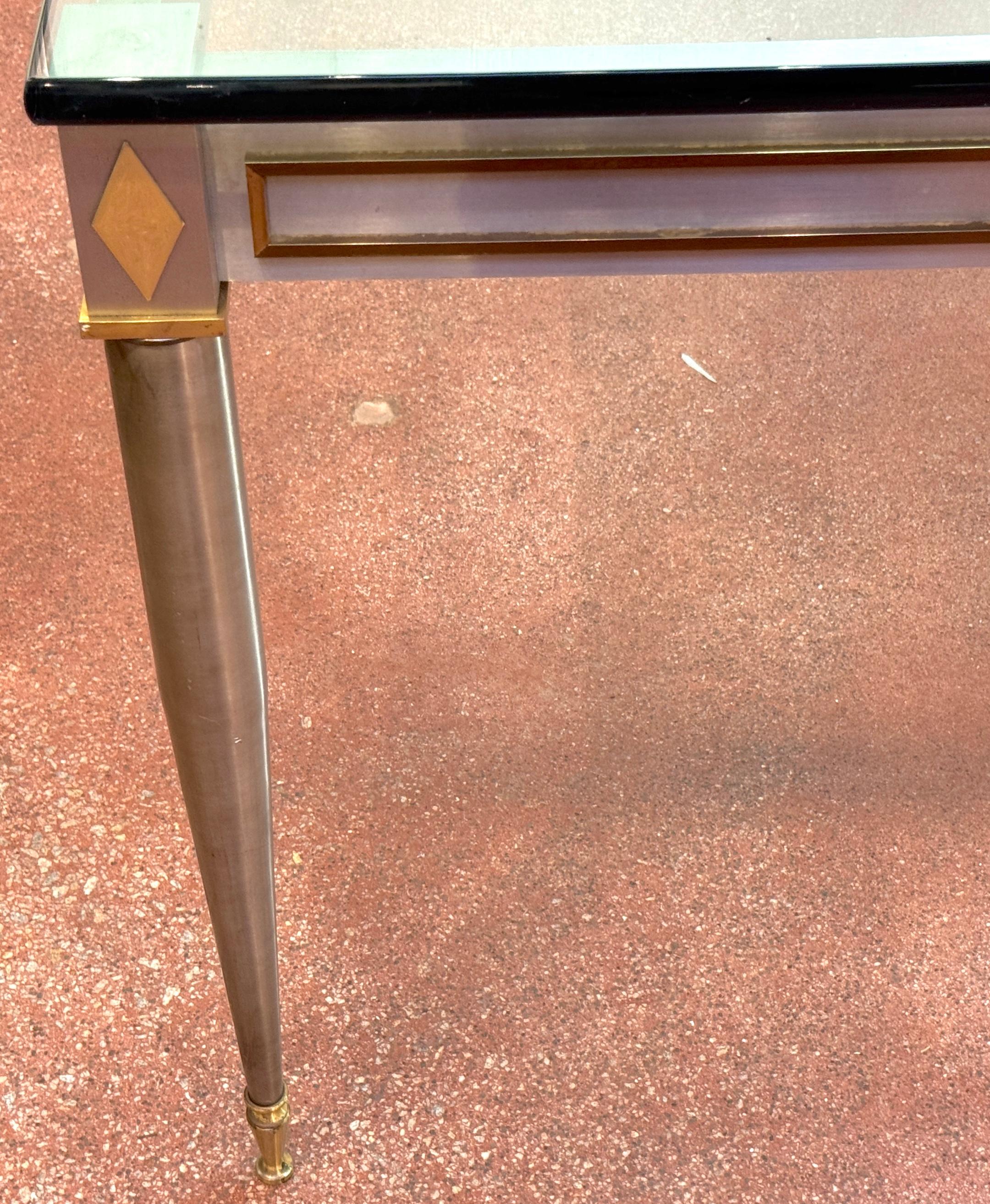 Brass Maison Jansen Attributed Neoclassical Dining Table, France, Circa 1960s For Sale
