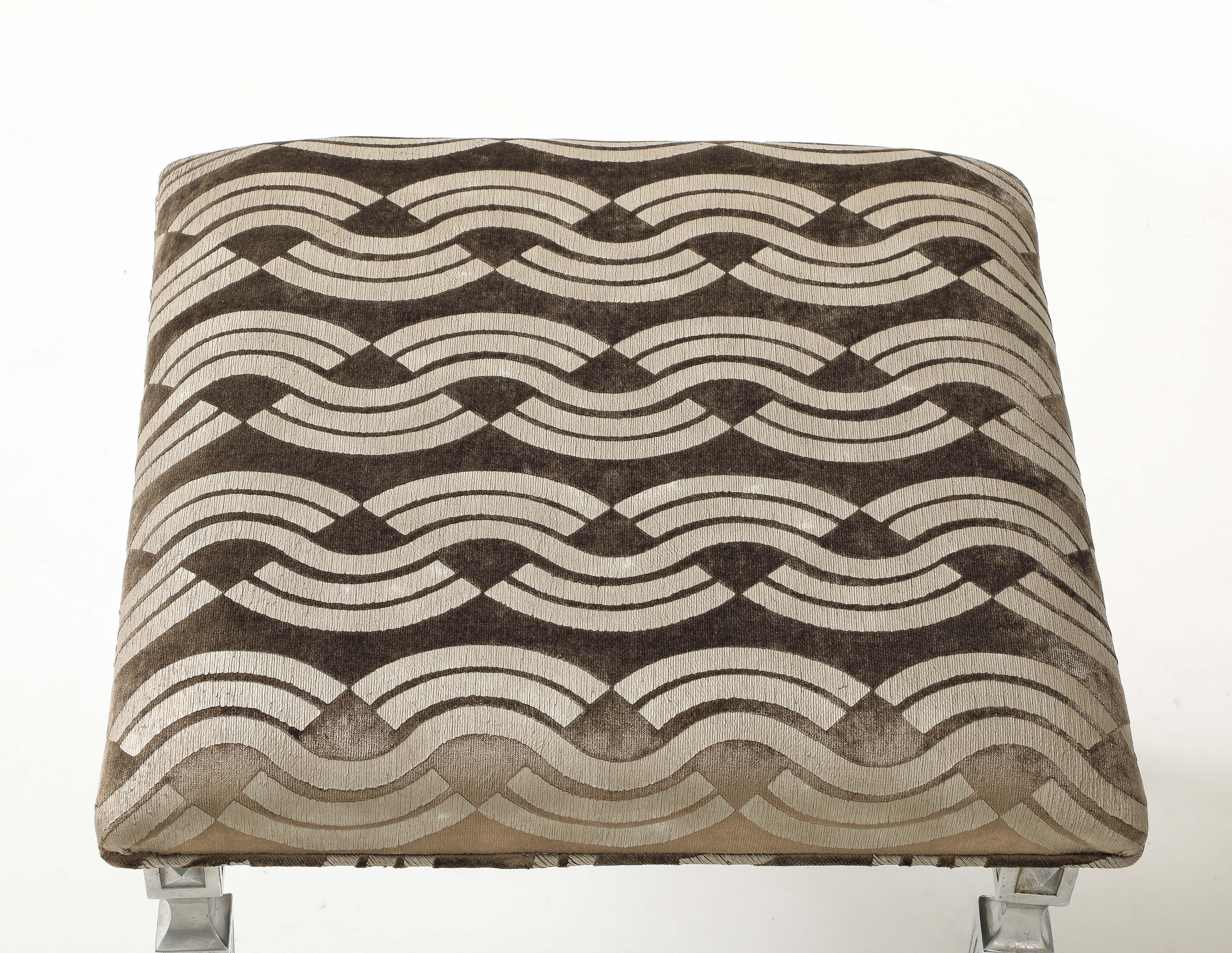 Maison Jansen Attributed Ottomans In Donghia Velvet Fabric For Sale 5