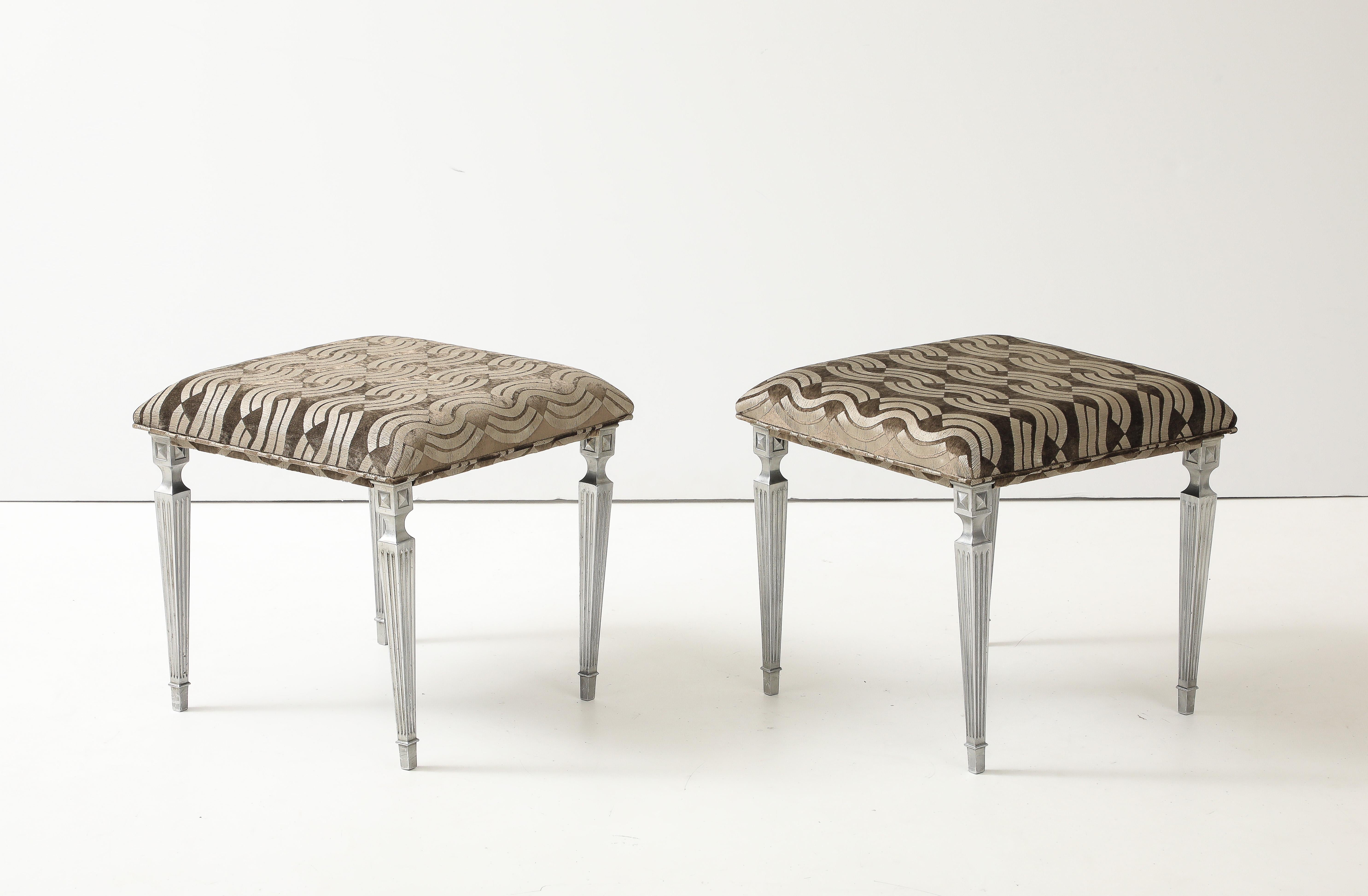 Maison Jansen Attributed Ottomans In Donghia Velvet Fabric For Sale 7