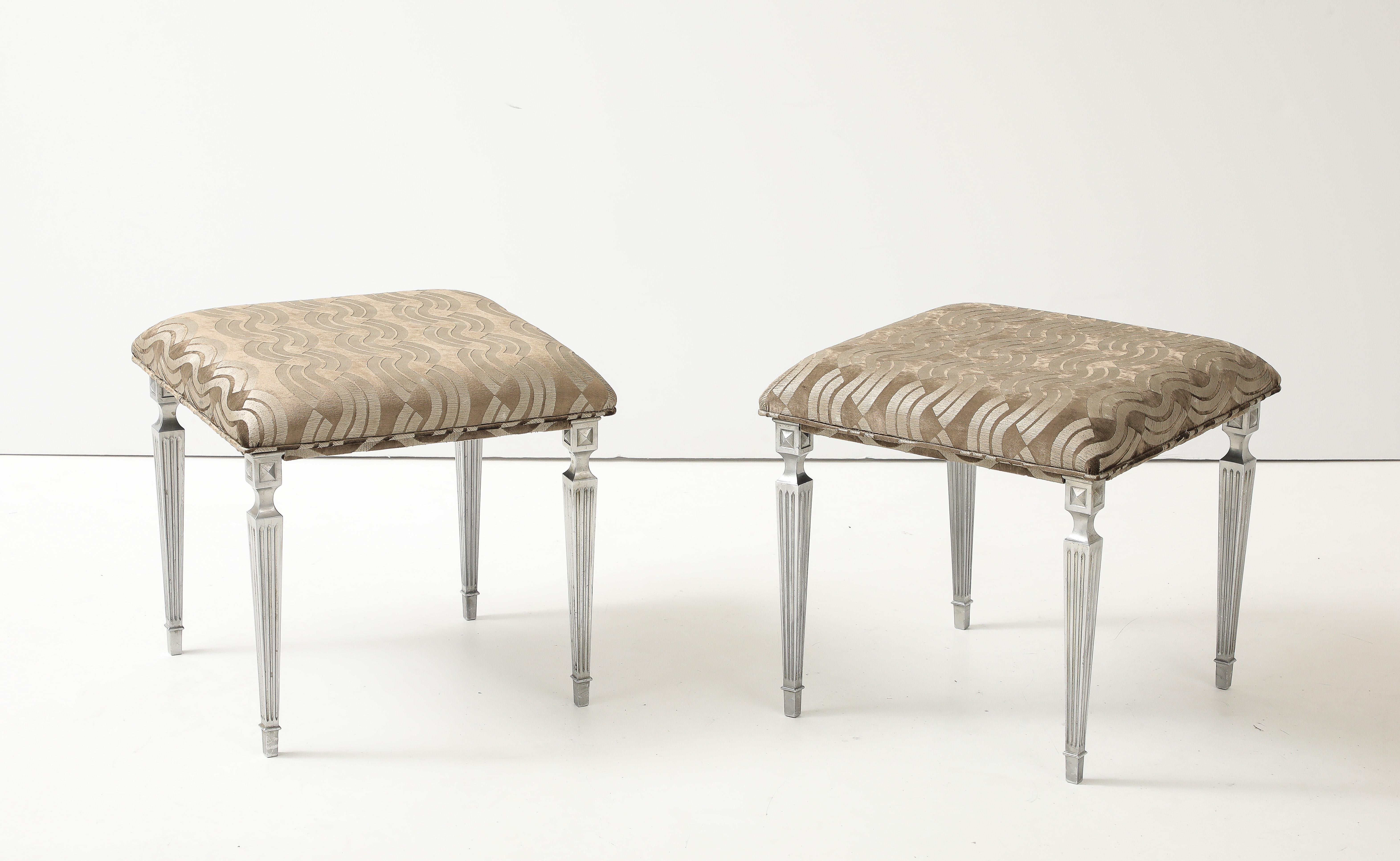 Maison Jansen Attributed Ottomans In Donghia Velvet Fabric For Sale 8