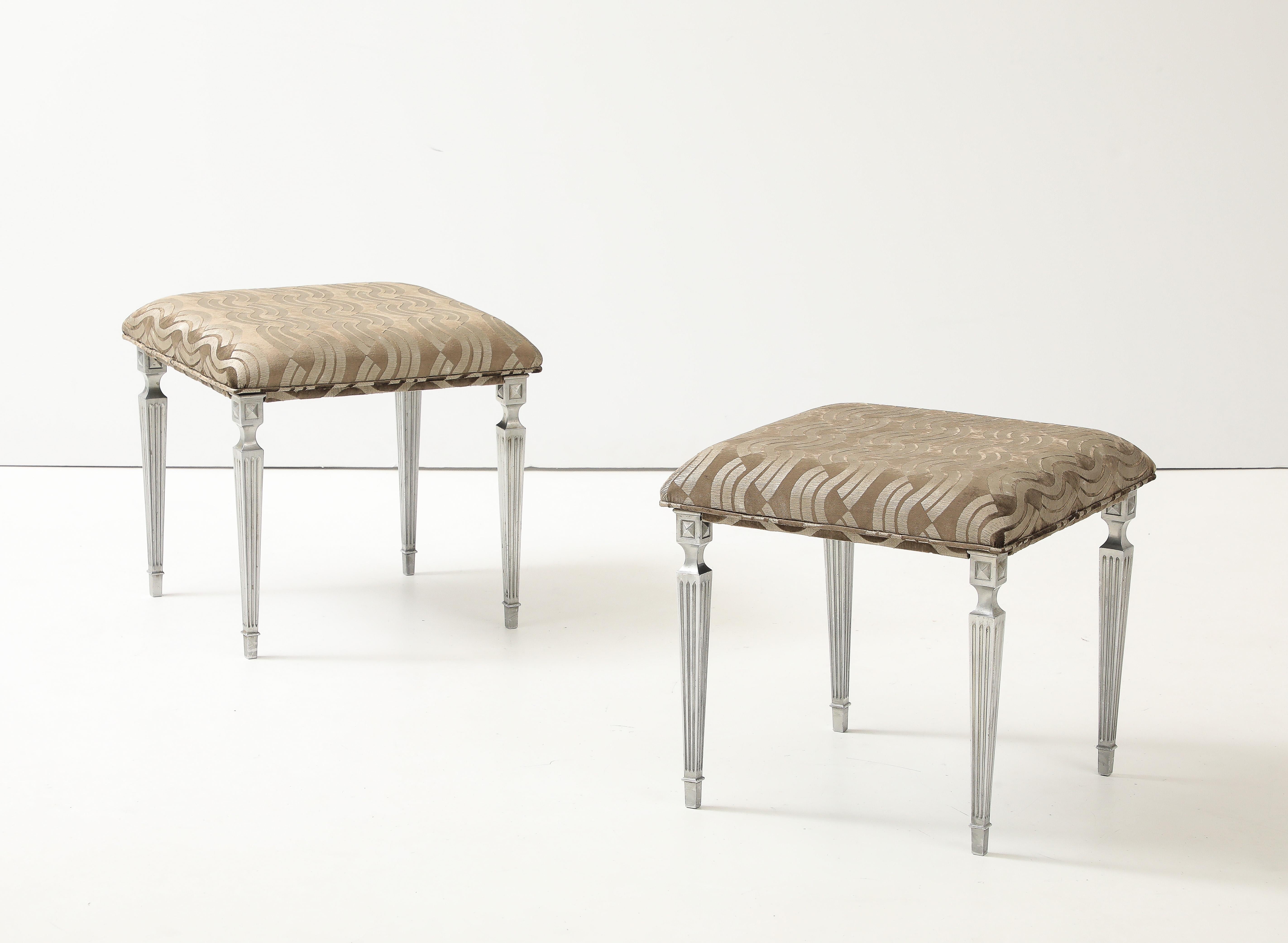 Maison Jansen Attributed Ottomans In Donghia Velvet Fabric For Sale 9