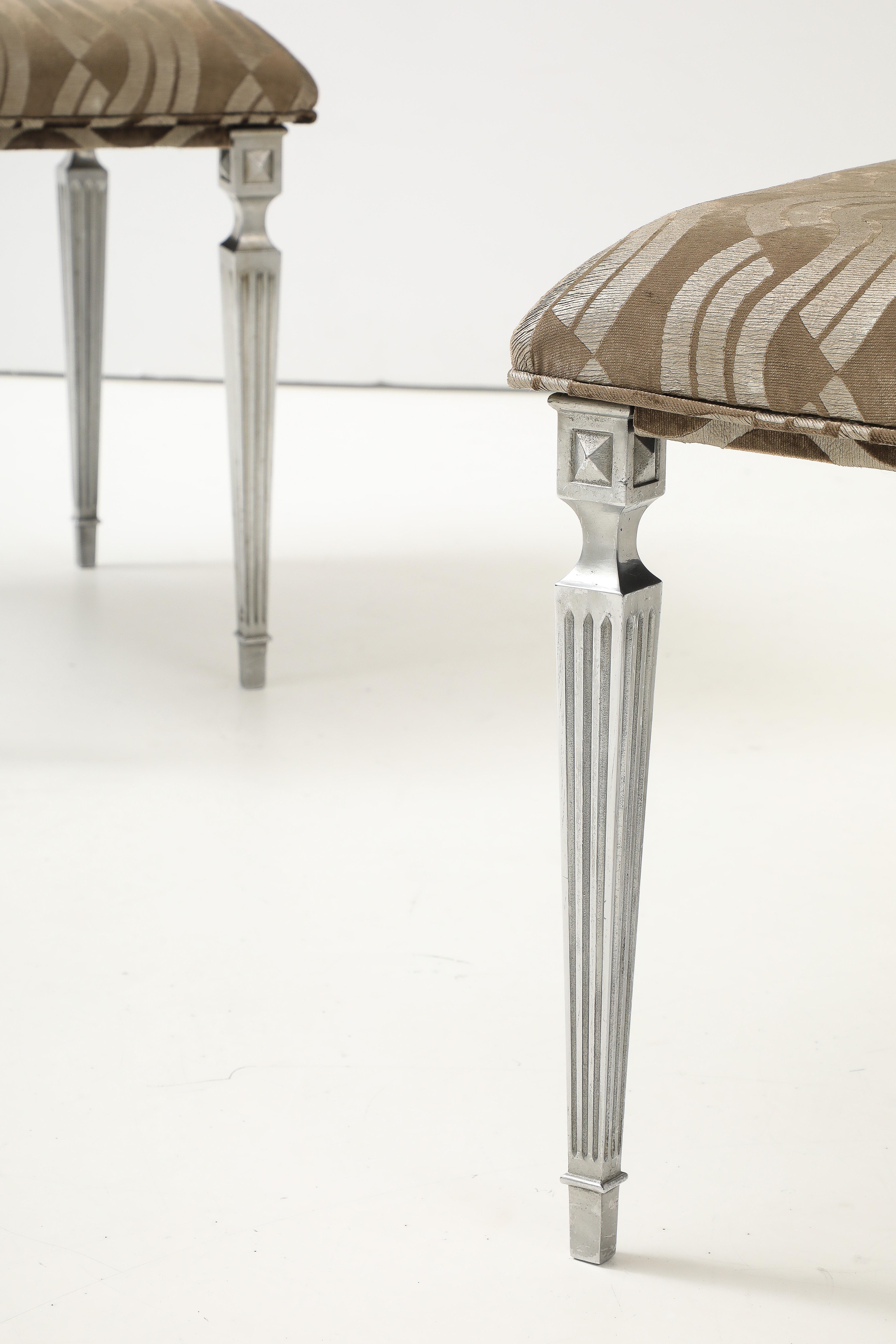 Mid-Century Modern Maison Jansen Attributed Ottomans In Donghia Velvet Fabric For Sale