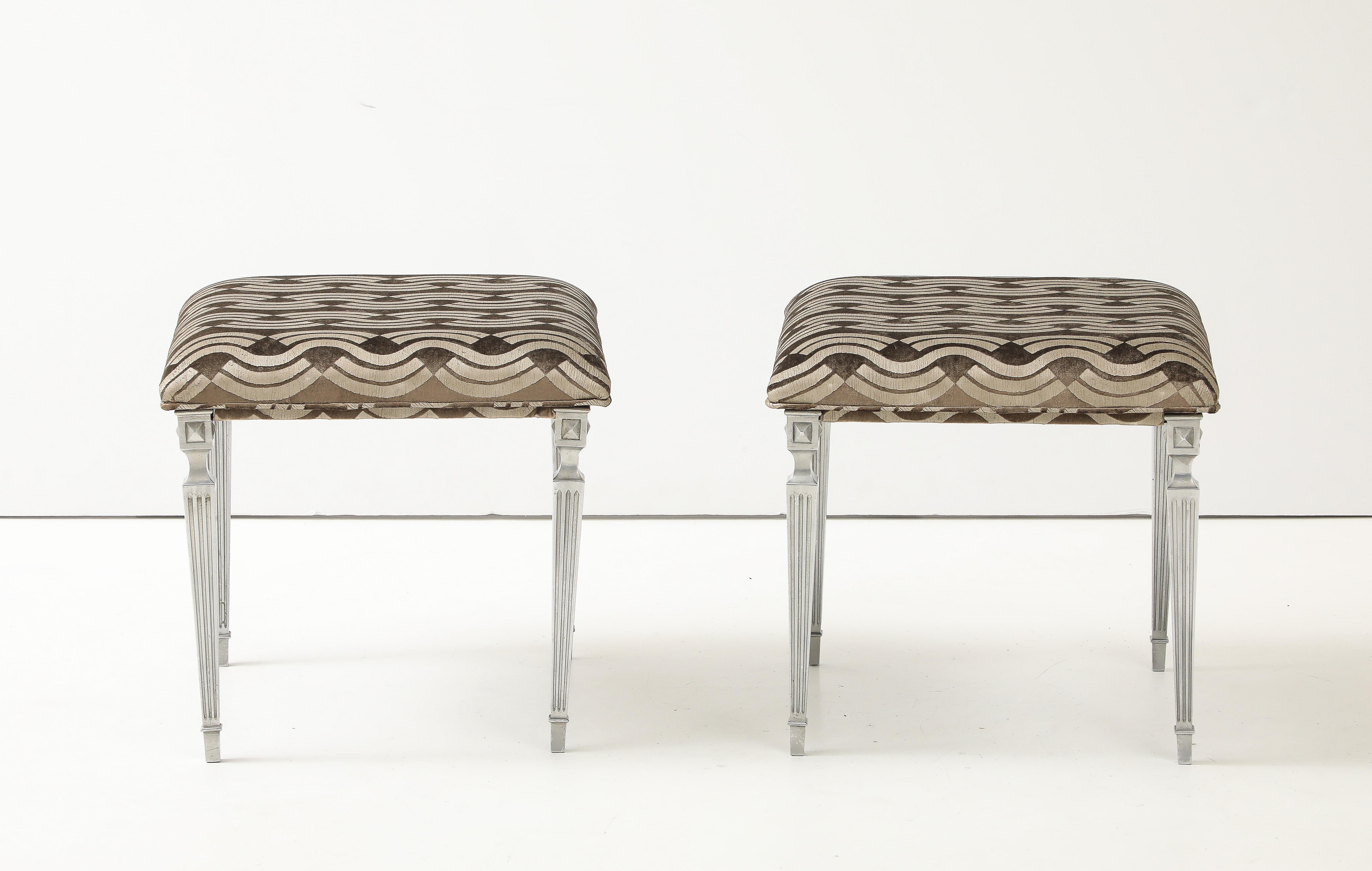 Maison Jansen Attributed Ottomans In Donghia Velvet Fabric In Good Condition For Sale In New York, NY