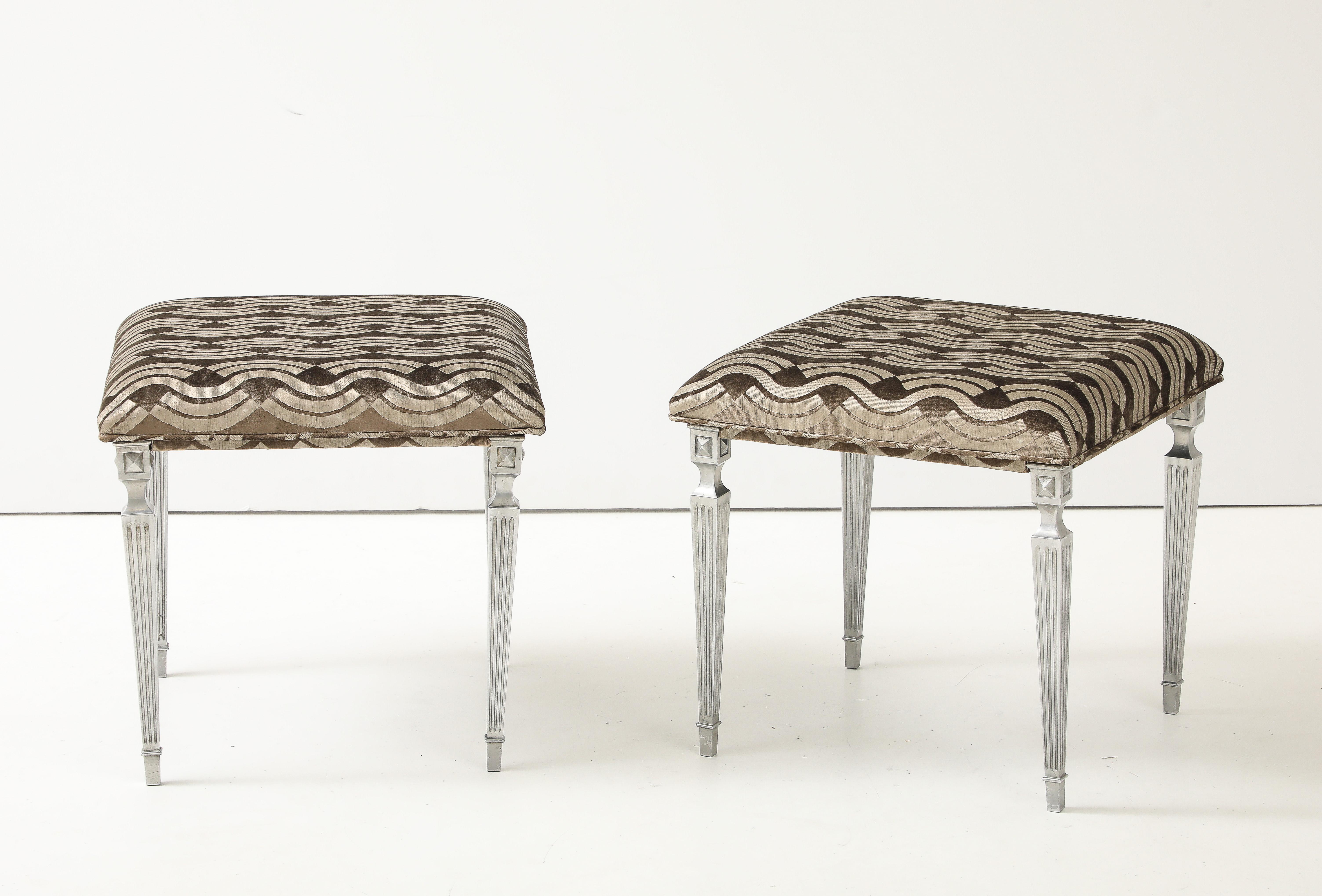 Maison Jansen Attributed Ottomans In Donghia Velvet Fabric For Sale 1