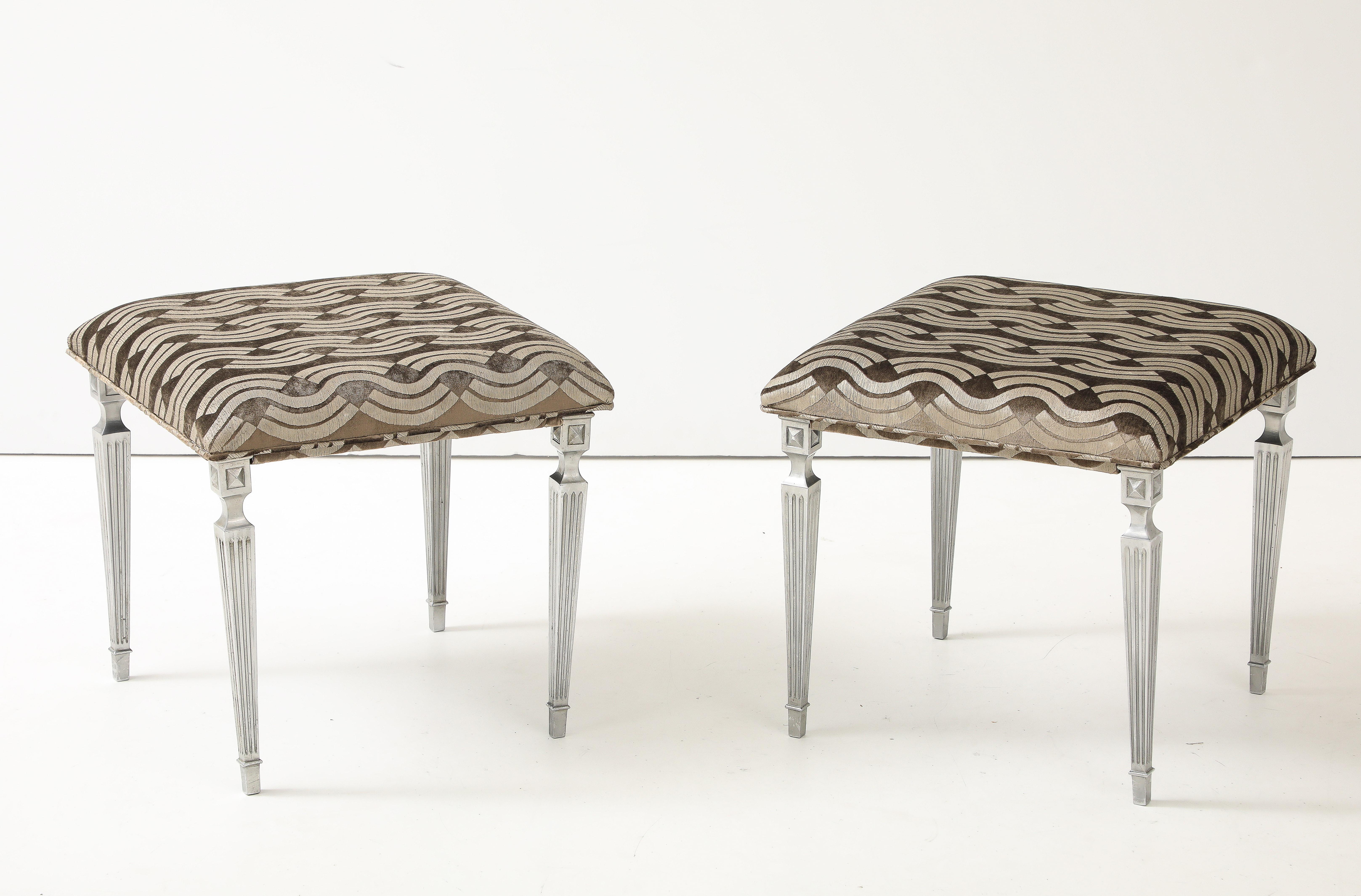 Maison Jansen Attributed Ottomans In Donghia Velvet Fabric For Sale 3