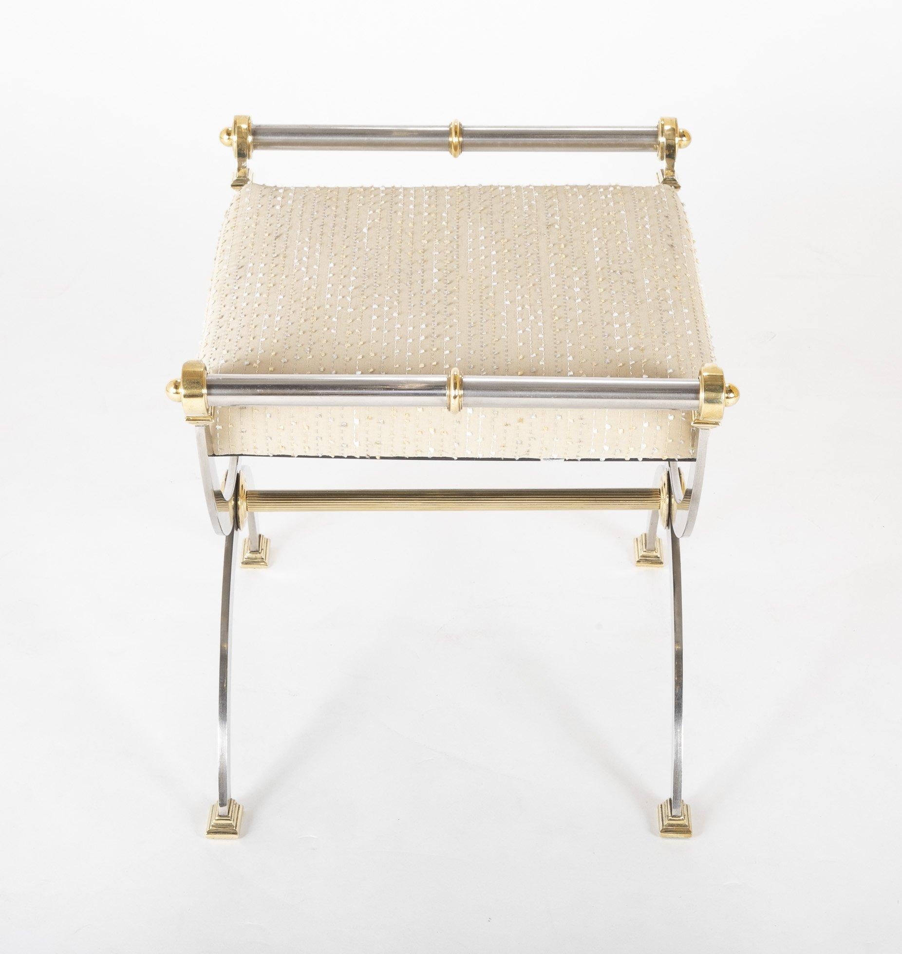 Maison Jansen Attributed Steel and Brass Bench For Sale 4