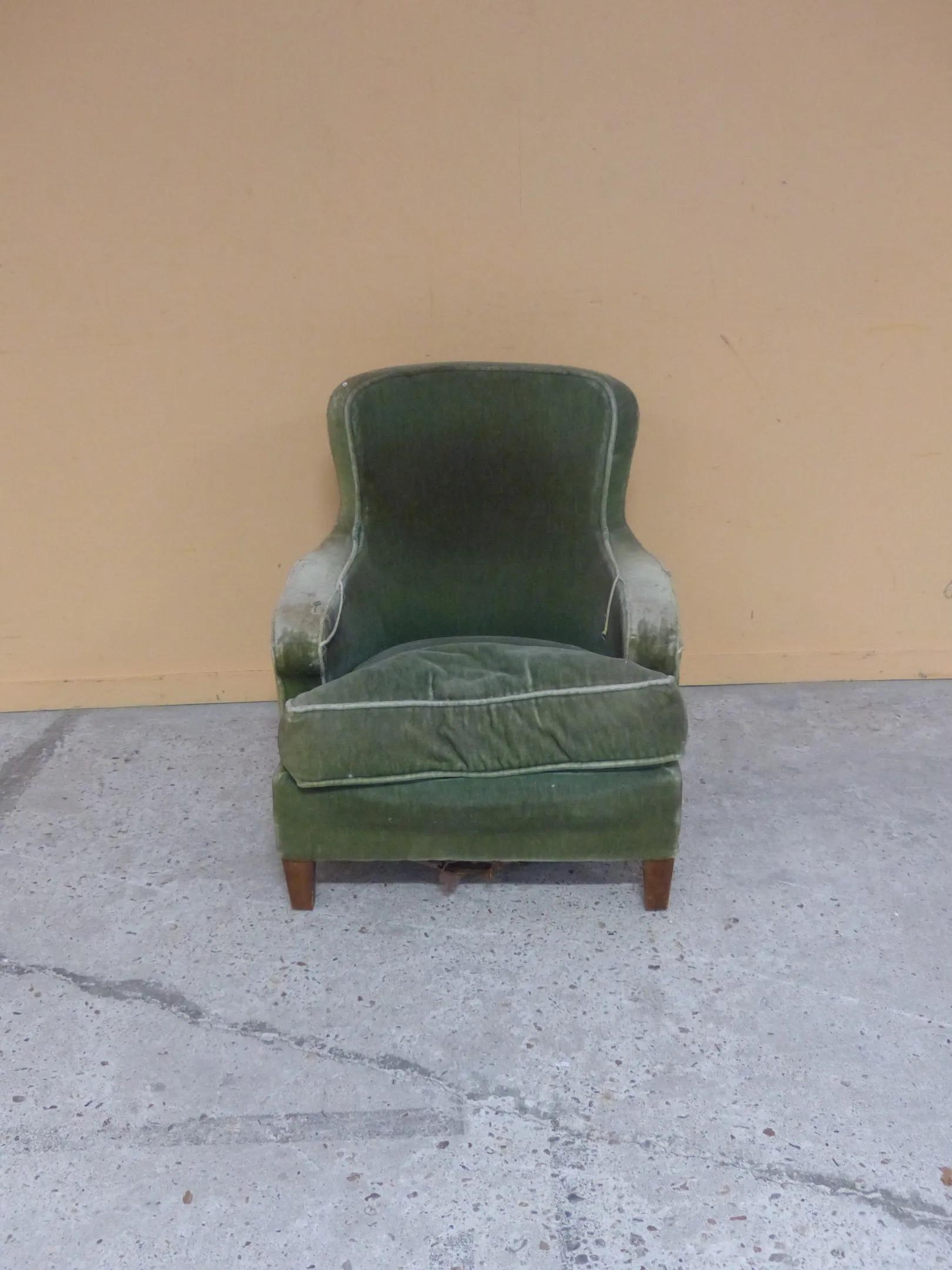 Neoclassical Maison JANSEN (attributed to) neo-classical velvet armchair circa 1940/1950 For Sale
