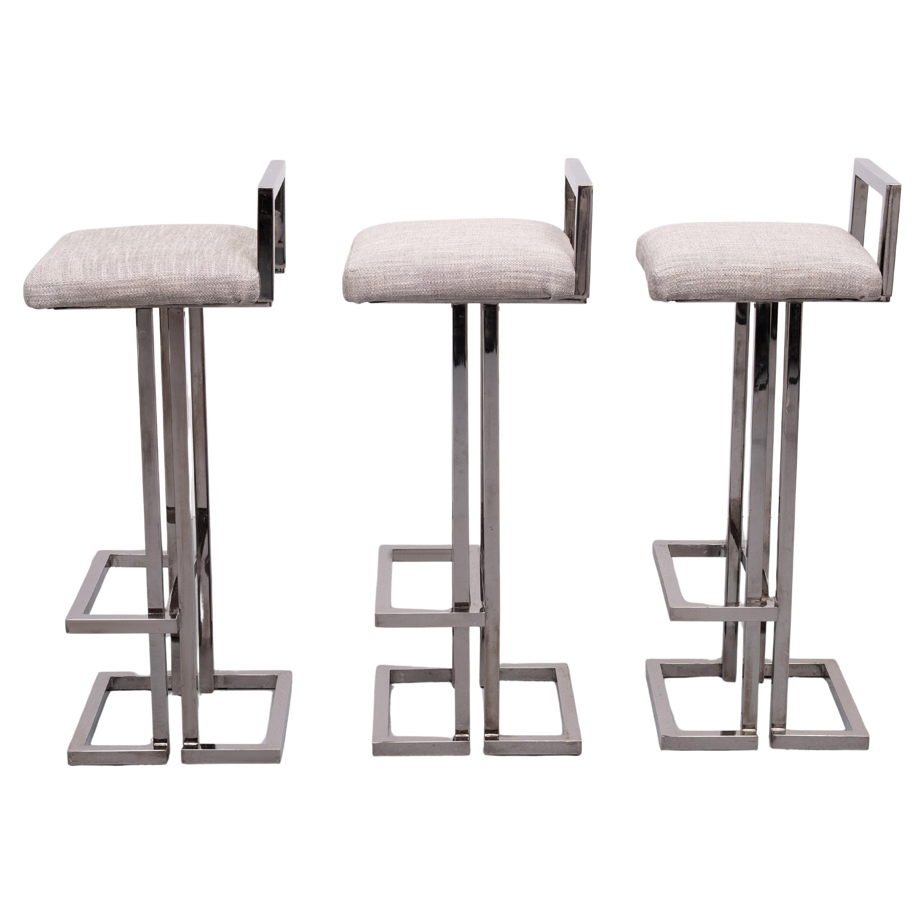 Belgo Chrom Bar stools smoked Chrome  1970s France 5