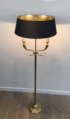Maison Jansen. Beautiful Brass Floor Lamp with Dolfinheads.