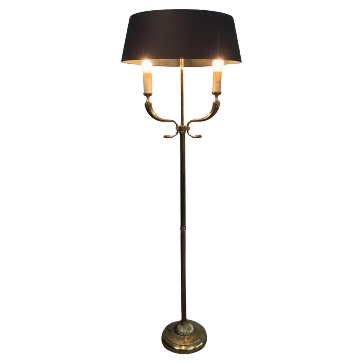 Maison Jansen. Beautiful Brass Floor Lamp with Dolfinheads. en vente