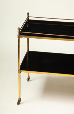Maison Jansen Black Glass and Gilt-Brass Étagère
