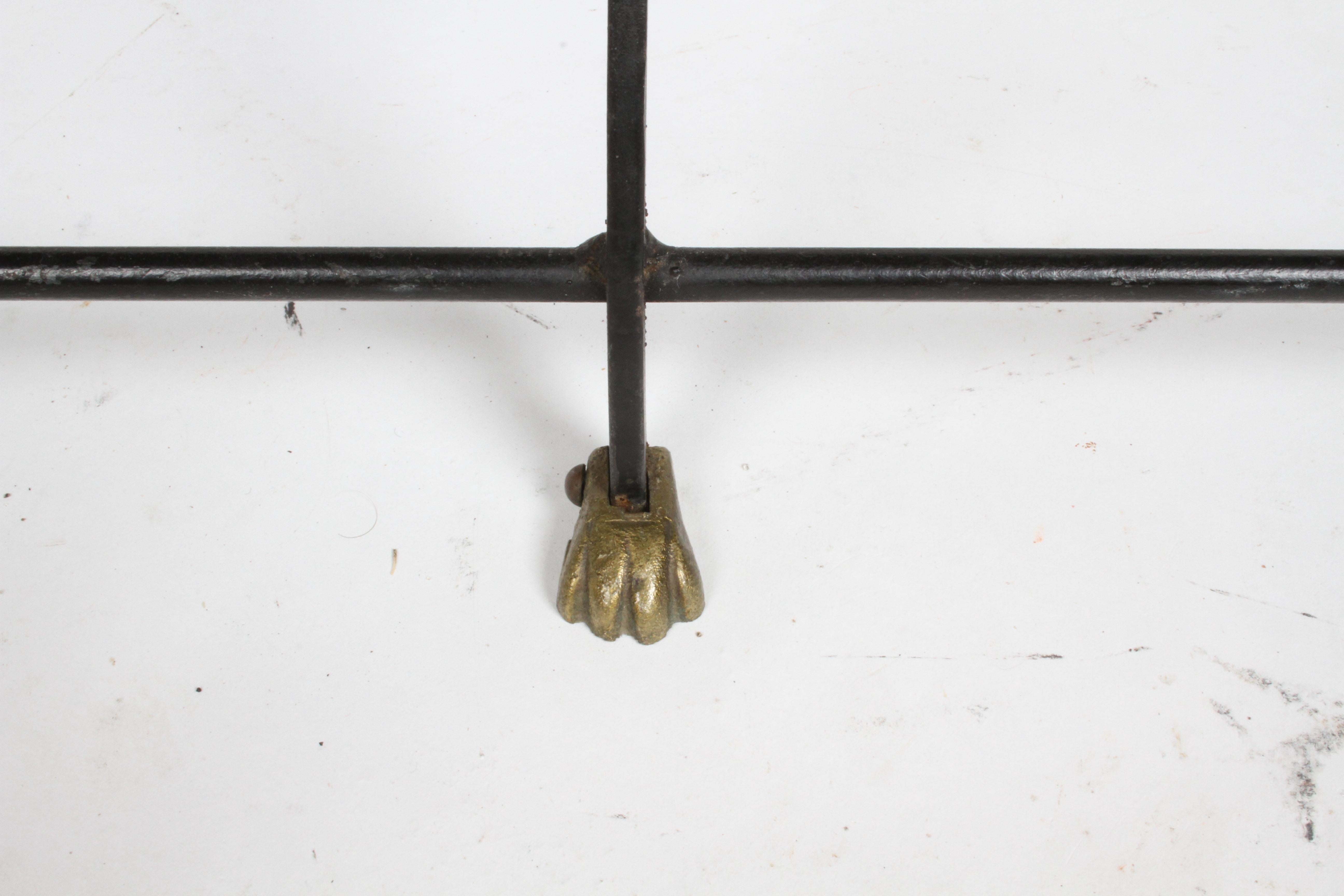 Maison Jansen Black Iron Lyre-Back Bench or Settee, Brass Swan Heads & Paw Feet For Sale 8