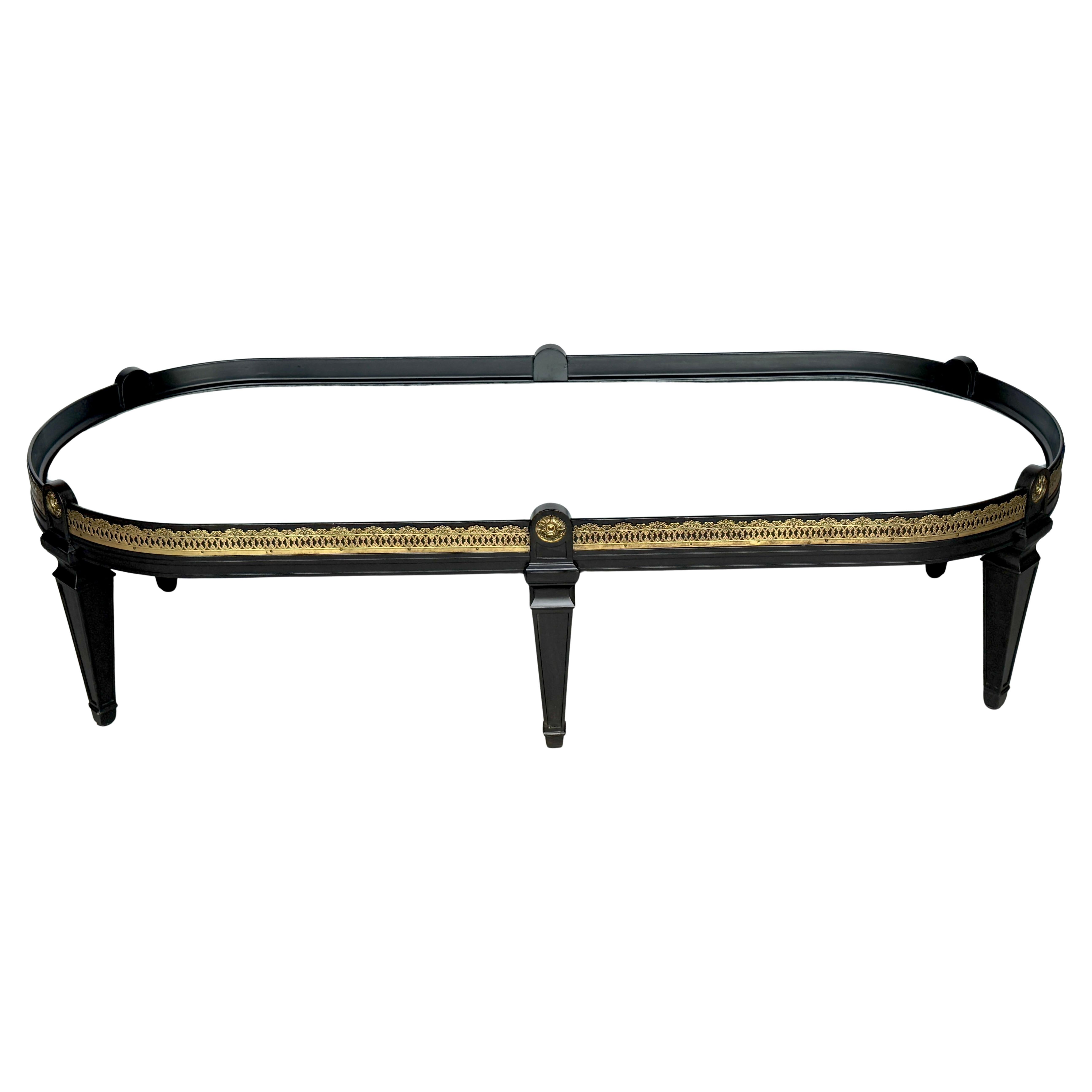 Maison Jansen Laque noire, bronze et miroir Surtout de Table Table basse en vente