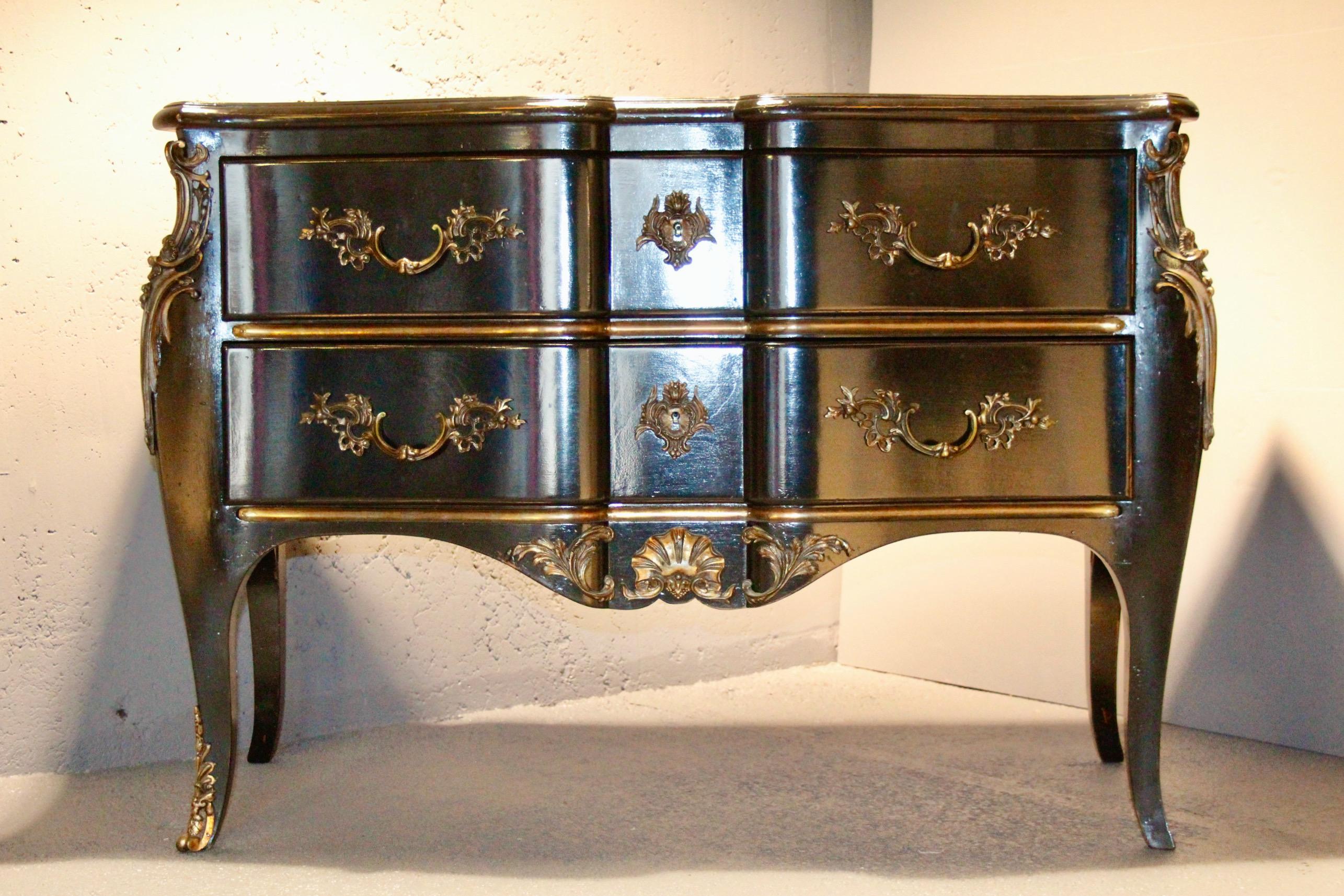 Maison Jansen Black Lacquered Commode For Sale 5
