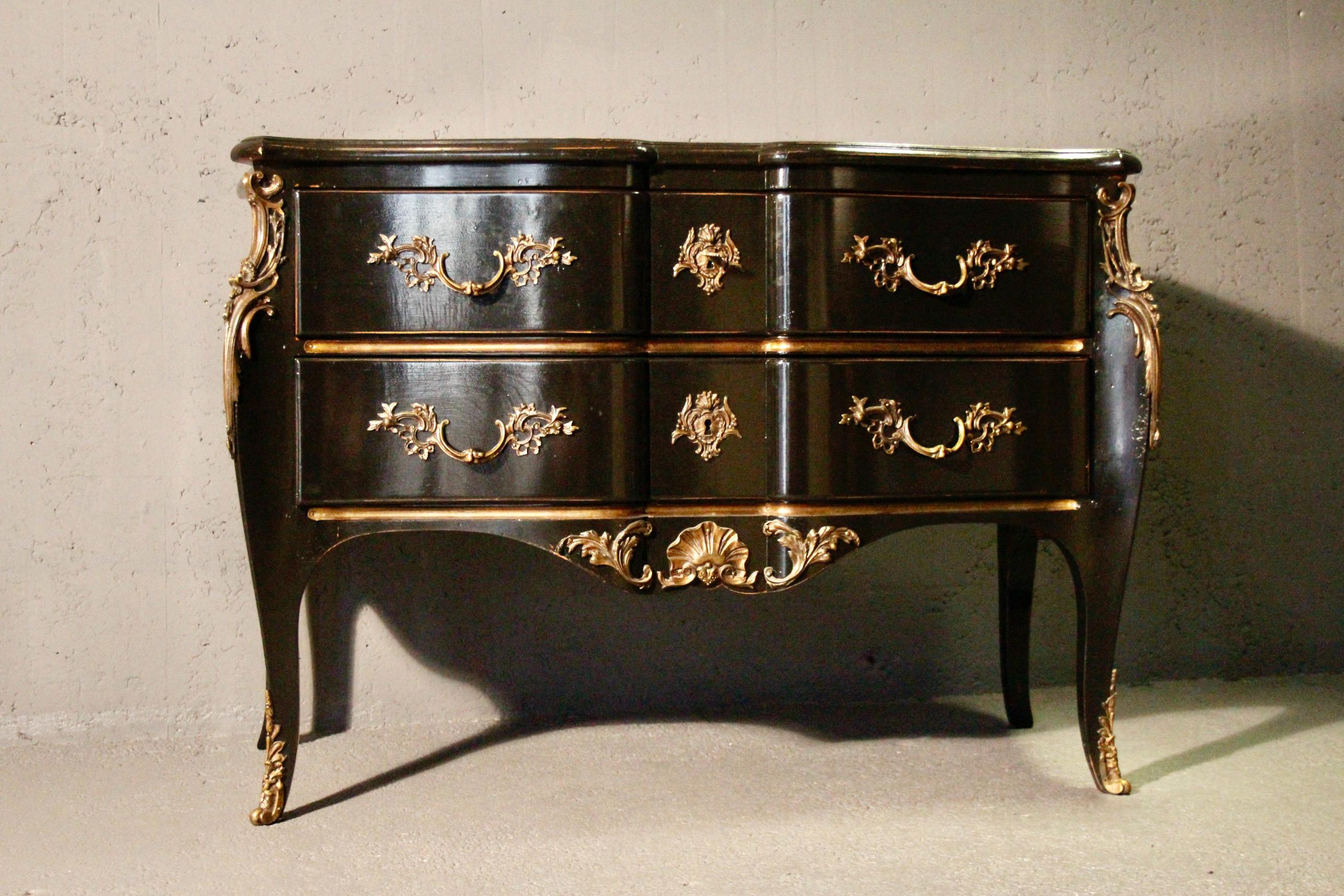 French Maison Jansen Black Lacquered Commode For Sale
