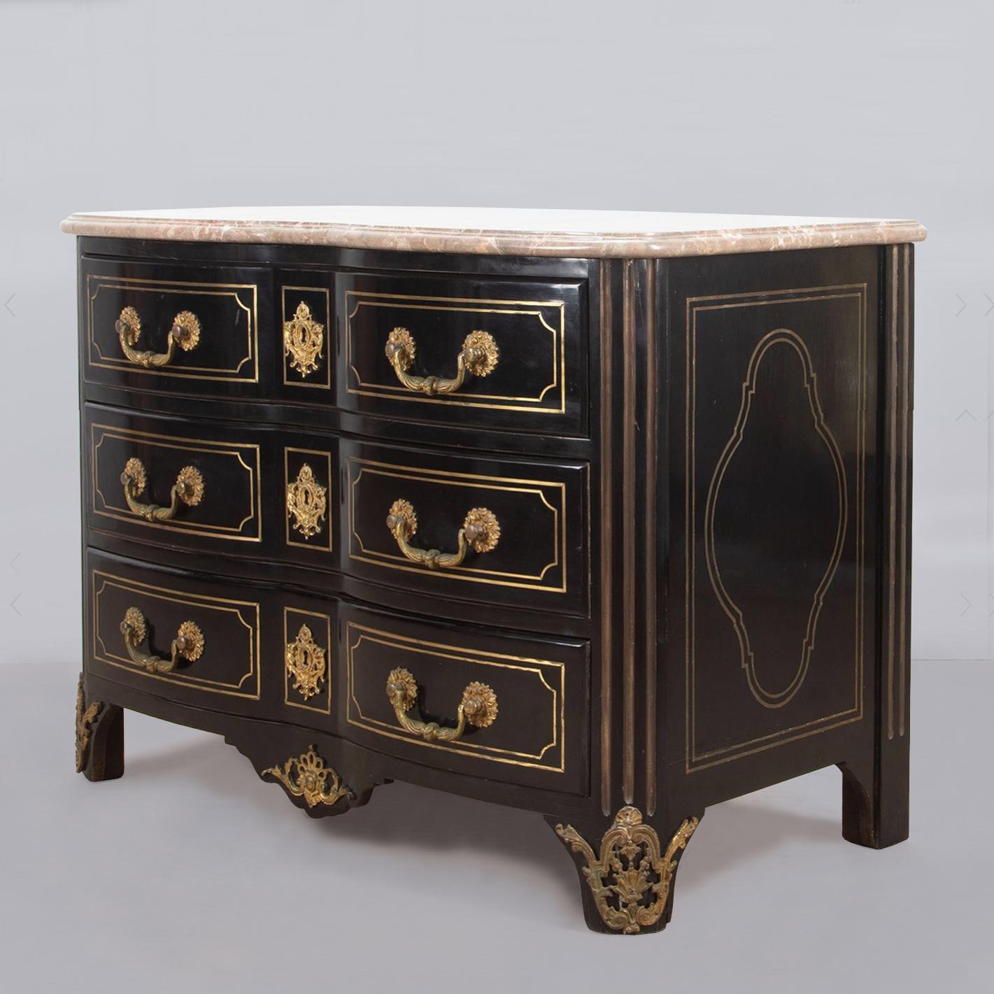 Régence Maison Jansen Commode laccato nero in vendita