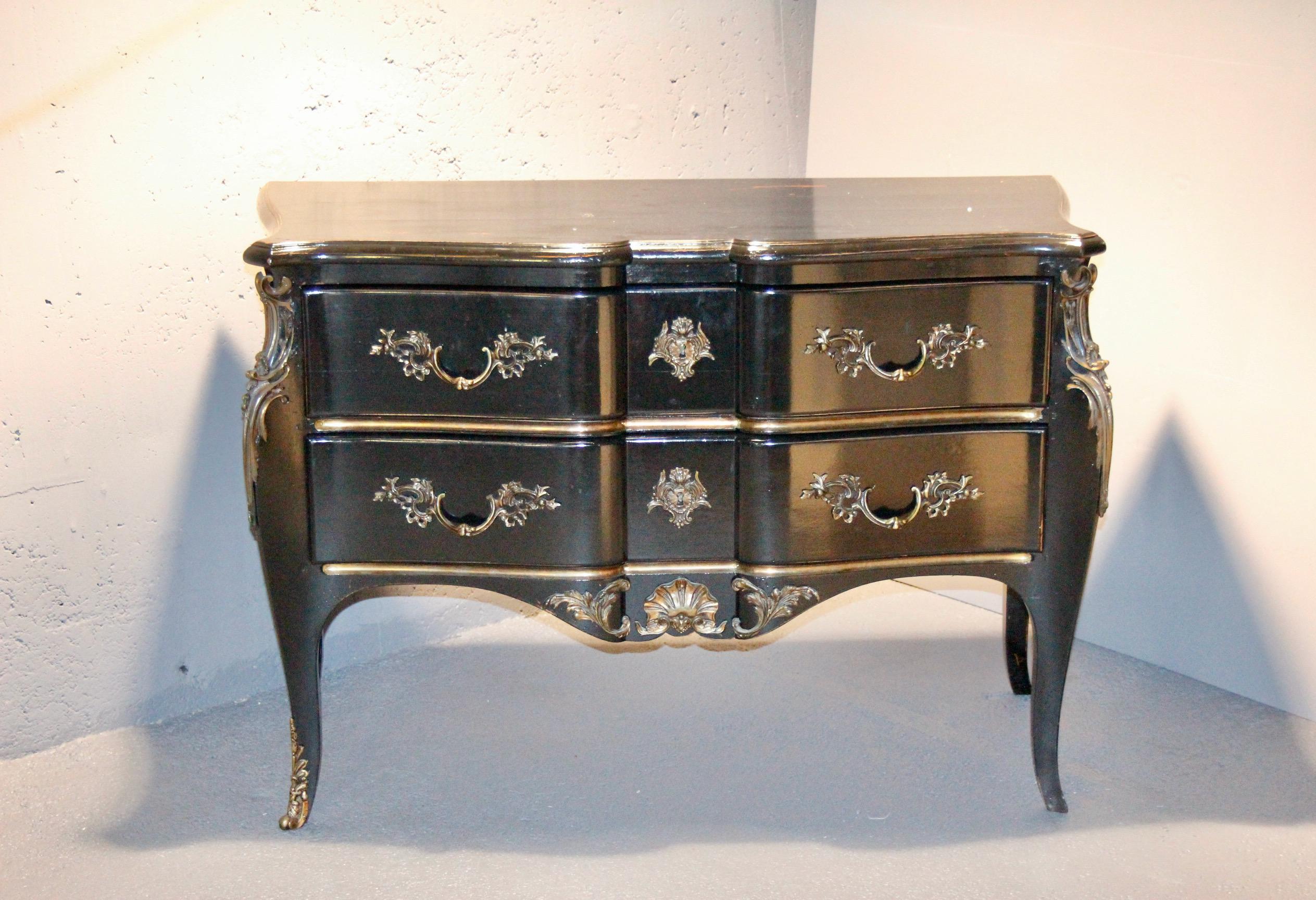 Maison Jansen Black Lacquered Commode For Sale 3
