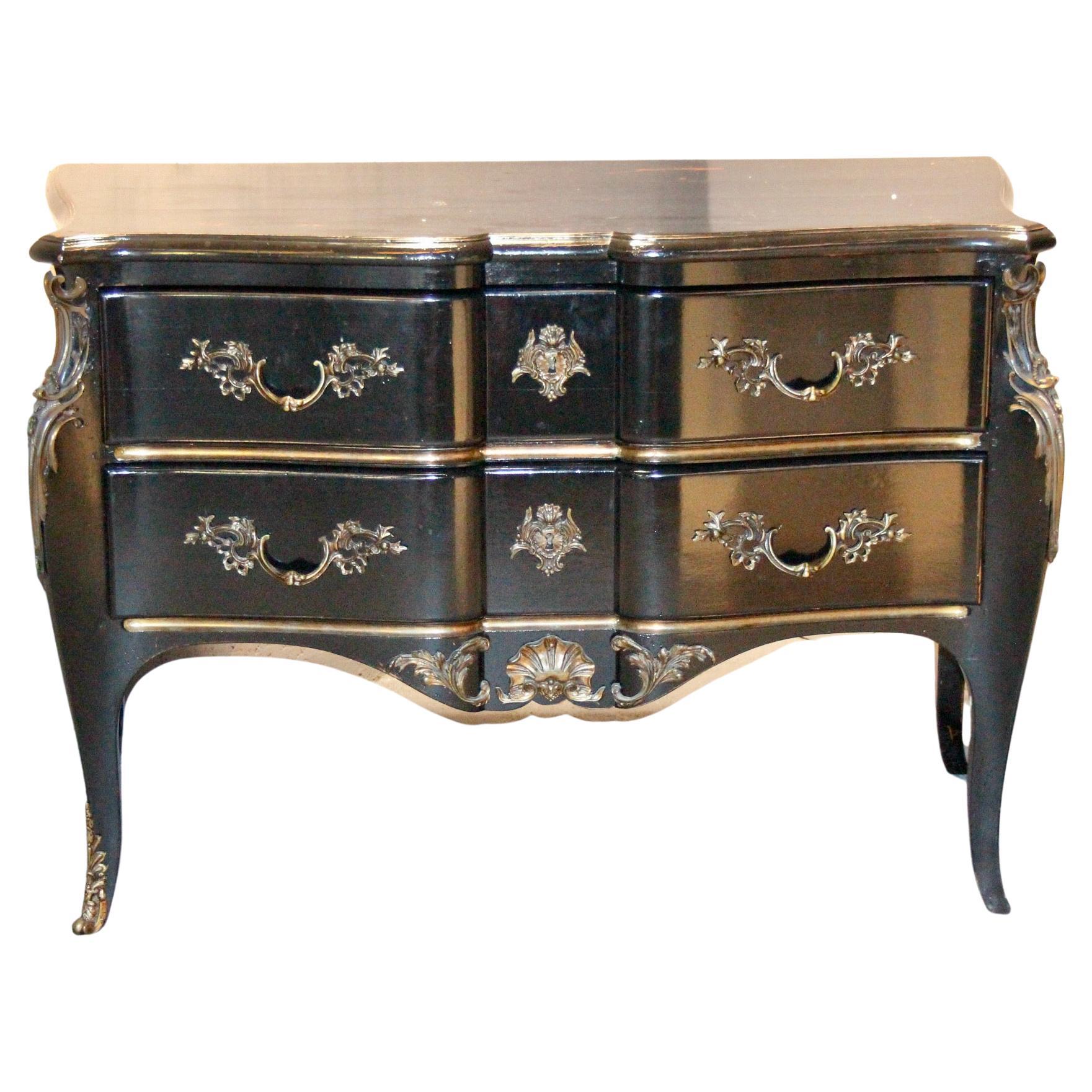 Maison Jansen Black Lacquered Commode For Sale