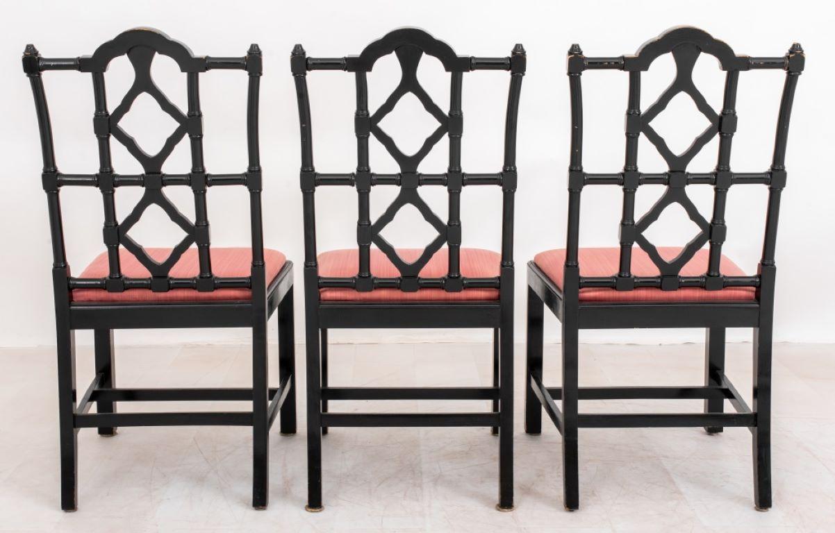 20th Century Maison Jansen Black Lacquered Dinning Chairs, 6